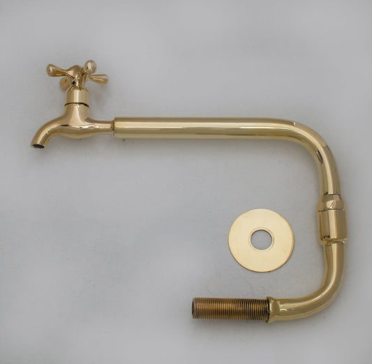 Unlacquered Brass Pot Filler, Vintage Traditional Kitchen Faucet, Swiveling
