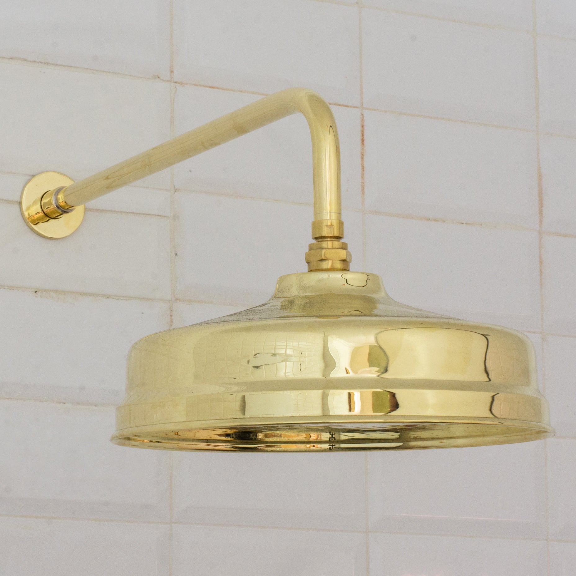 Unlacquered Brass Rain Shower Head | 12" Round - Insideast