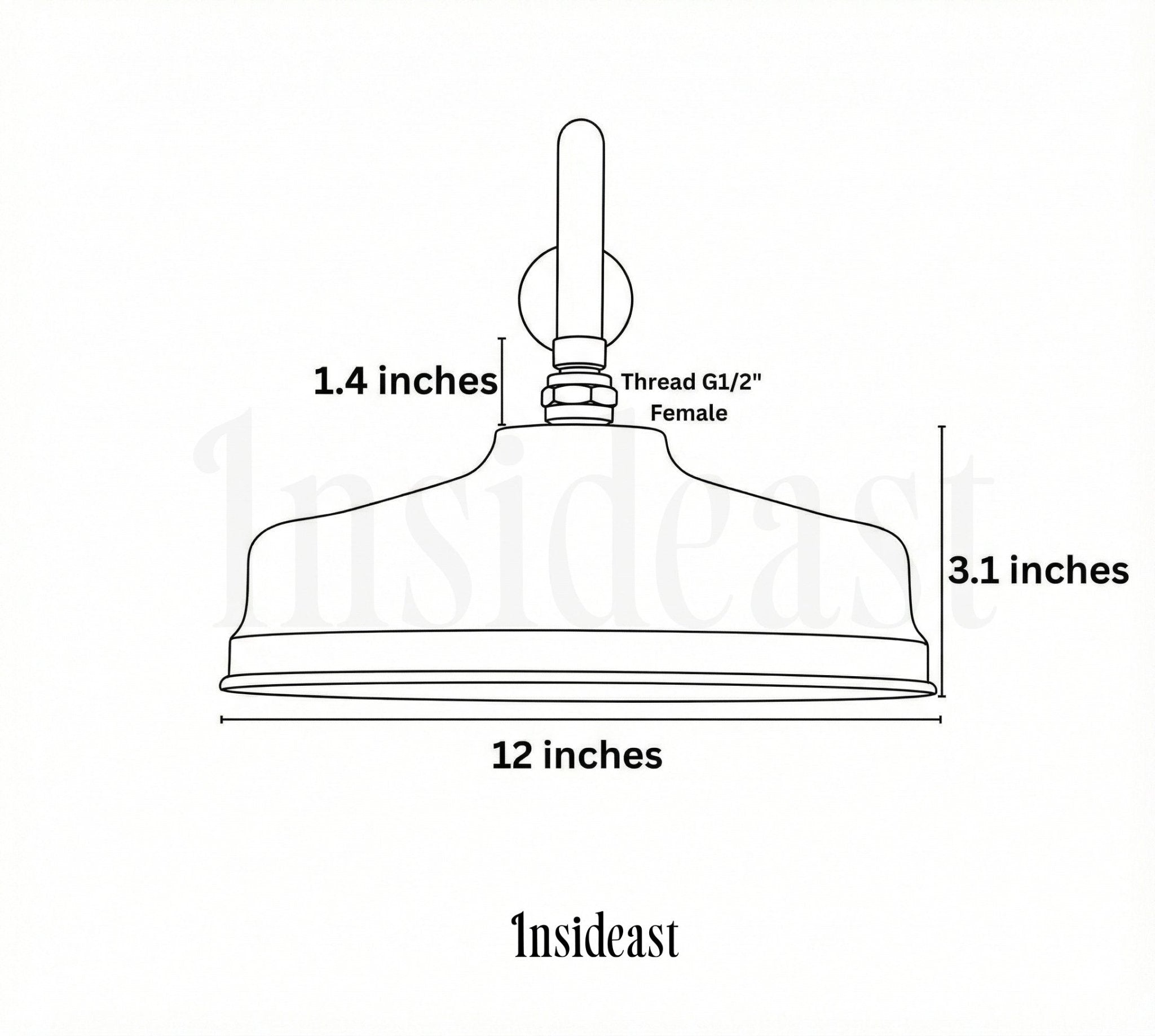 Unlacquered Brass Rain Shower Head | 12" Round - Insideast