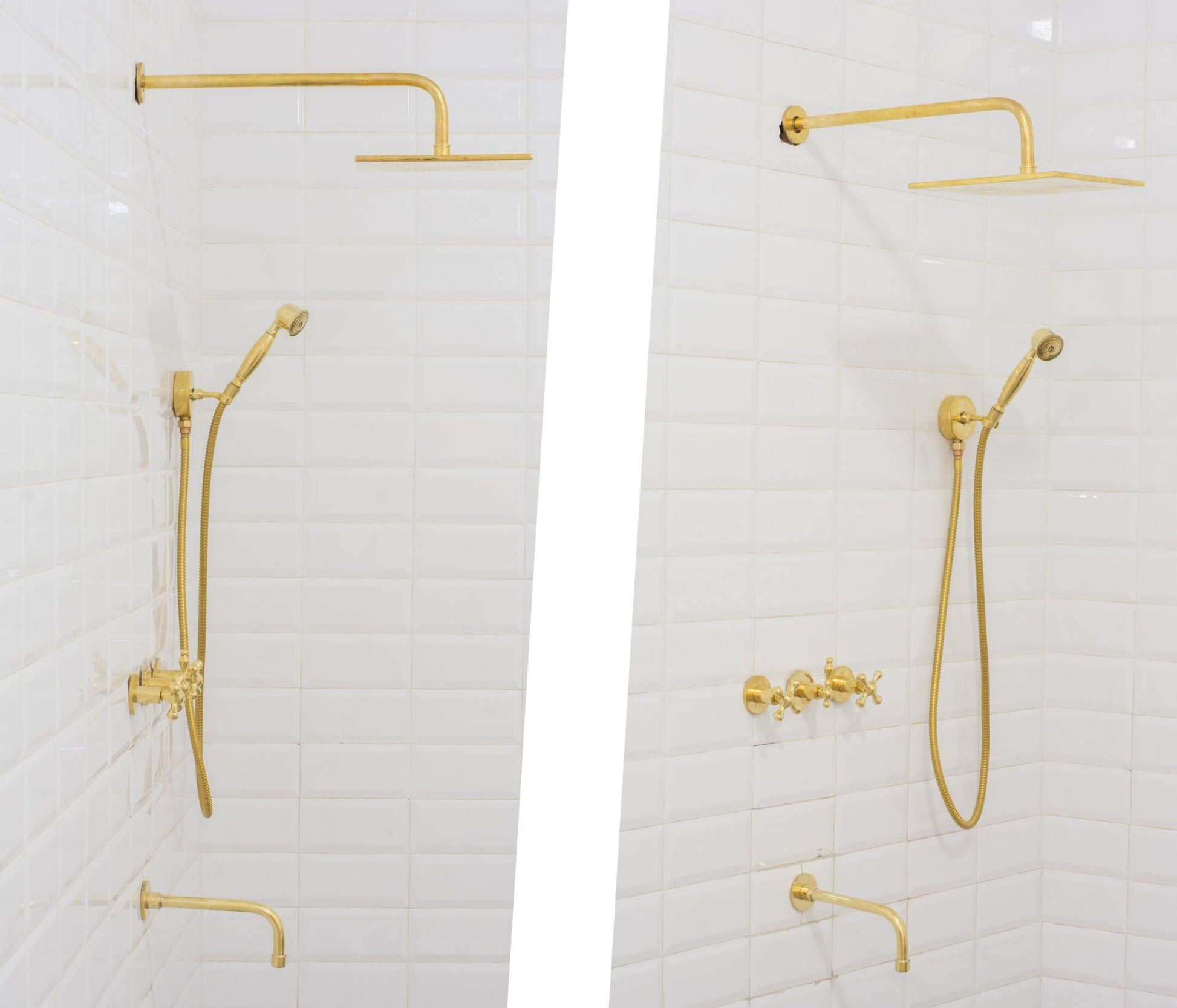 Unlacquered Brass Shower | Rain Shower Set | 3 Options - Insideast