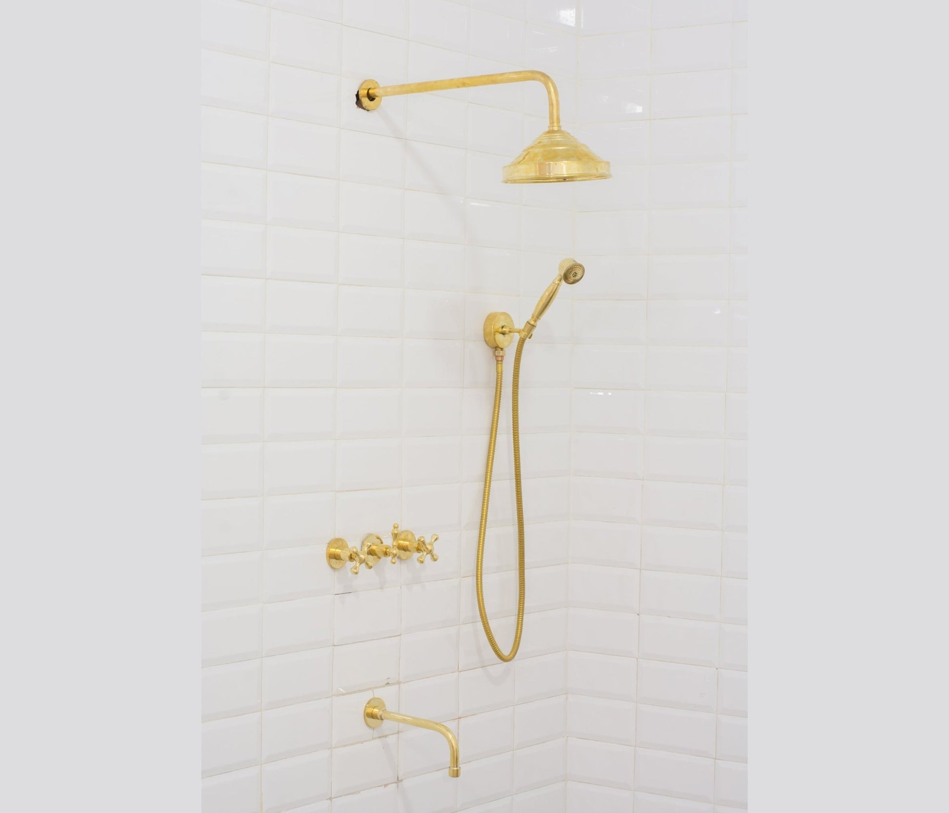 Unlacquered Brass Shower | Rain Shower Set | 3 Options - Insideast