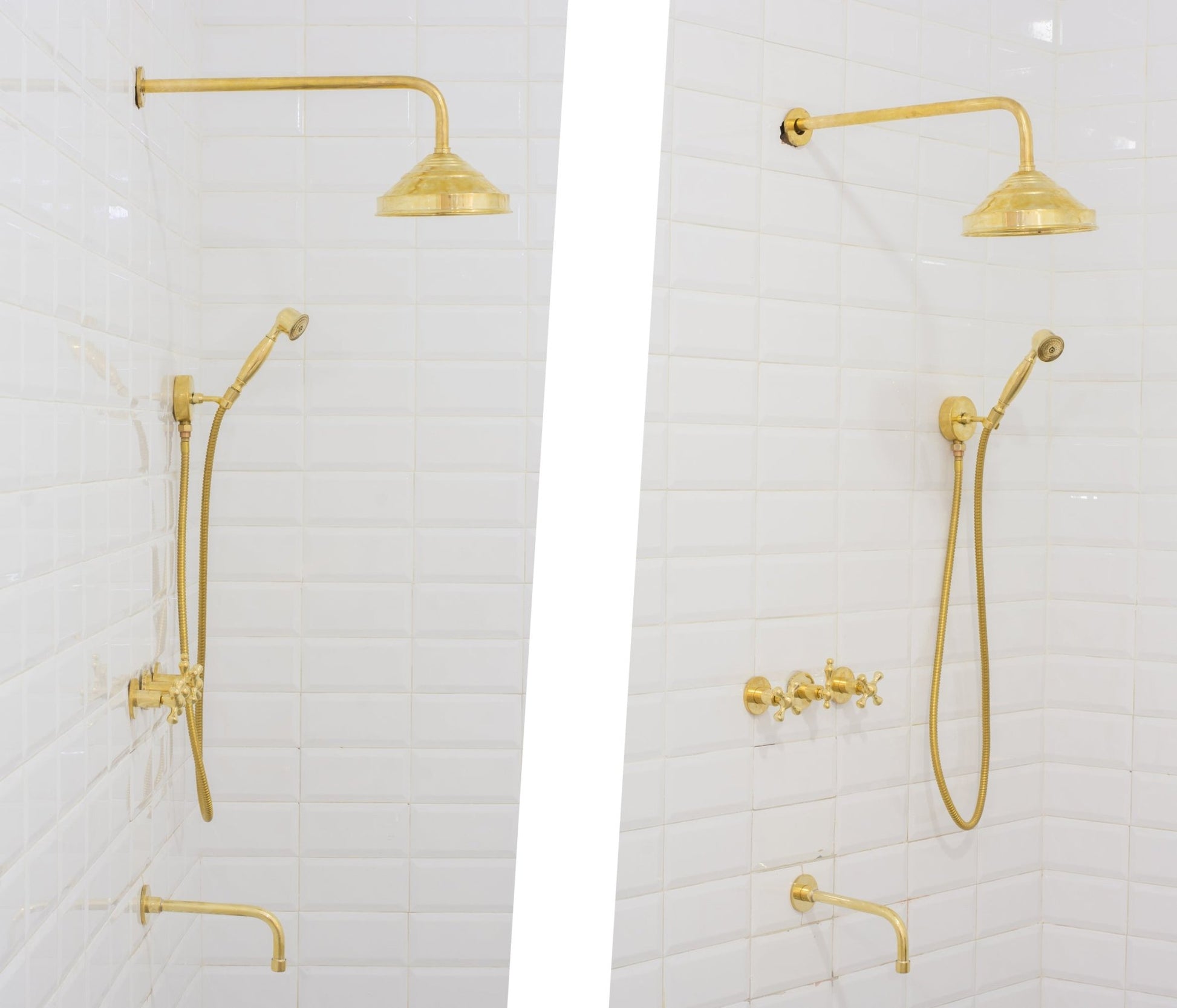Unlacquered Brass Shower | Rain Shower Set | 3 Options - Insideast