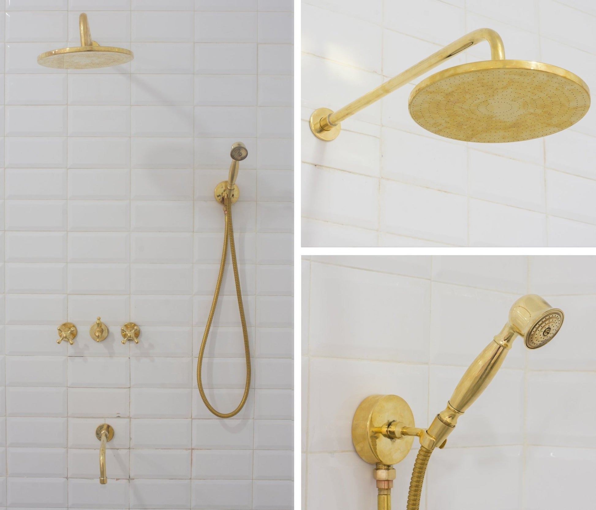 Unlacquered Brass Shower | Rain Shower Set | 3 Options - Insideast