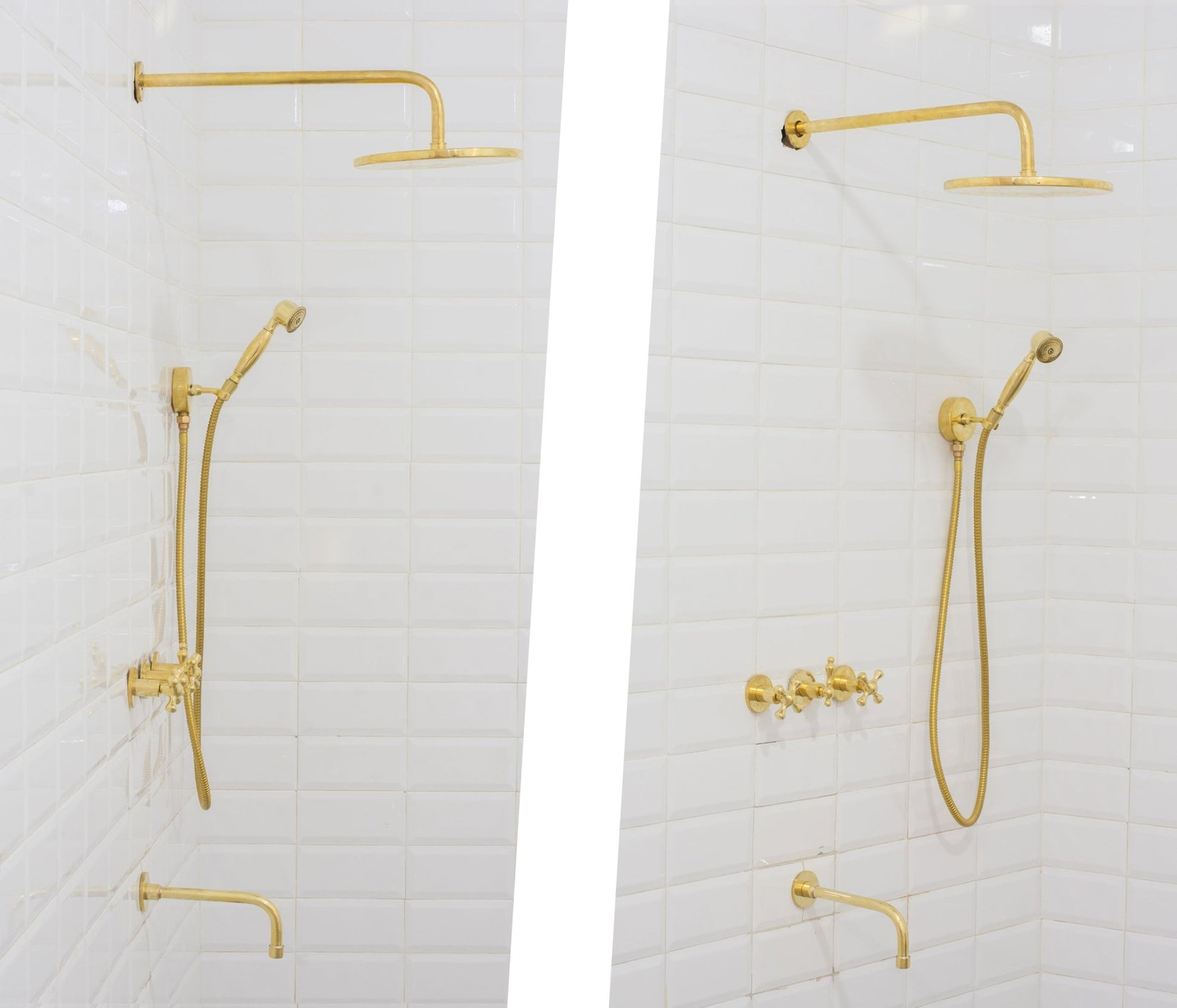 Unlacquered Brass Shower | Rain Shower Set | 3 Options - Insideast