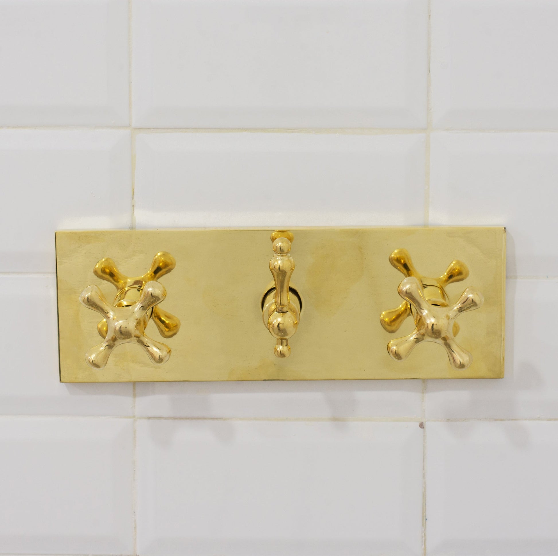 Unlacquered Brass Shower System – Built - In Showerhead with Handheld – Concealed Wall Shower Set - Insideast