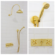 Unlacquered Brass Shower System – Built - In Showerhead with Handheld – Concealed Wall Shower Set - Insideast