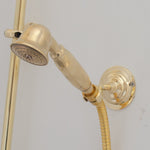 Load image into Gallery viewer, Unlacquered Brass Shower System - Tub Filler Exposed Pipe Rain Shower and Handheld
