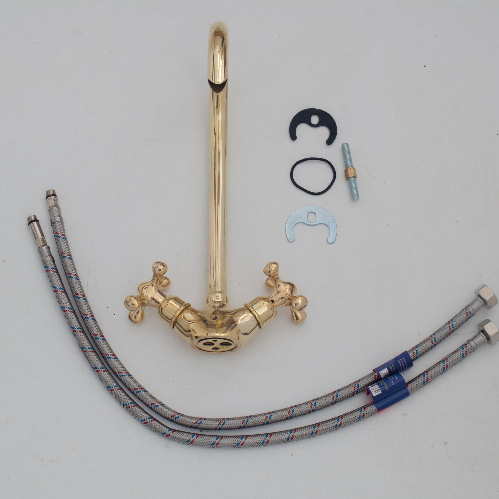 Unlacquered Brass Single - Hole Bathroom Faucet | Traditional Cross Handles - Insideast