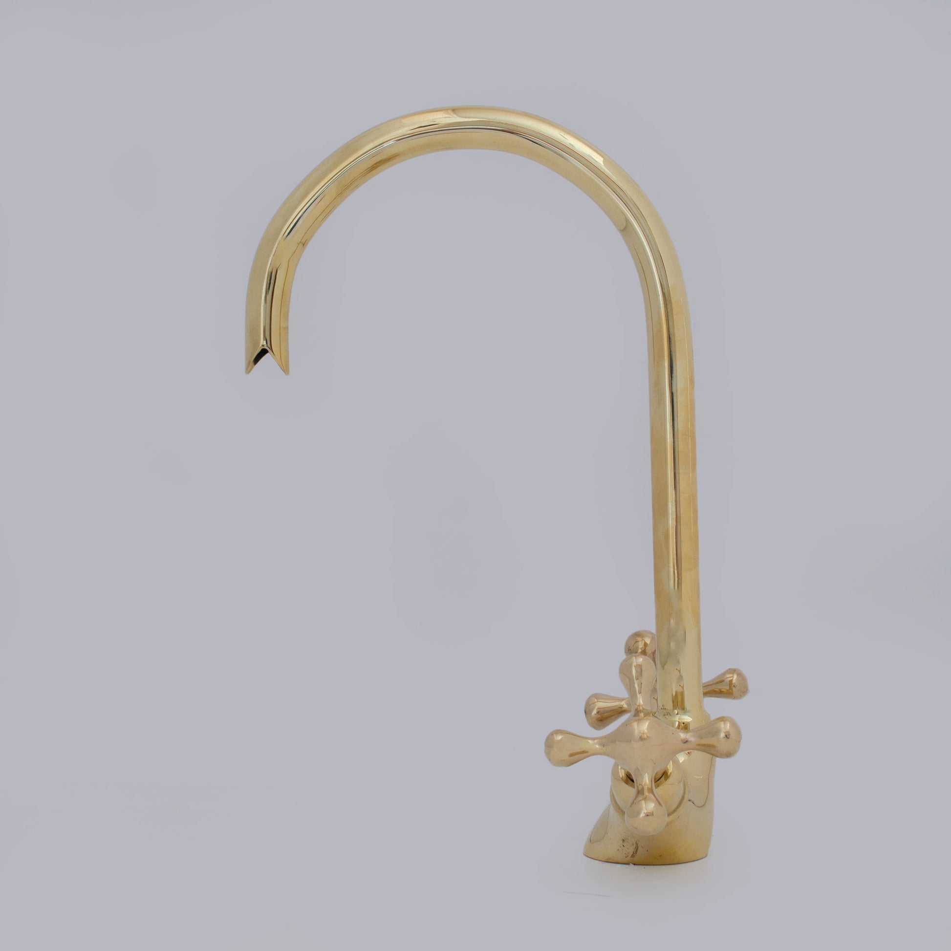 Unlacquered Brass Single - Hole Bathroom Faucet | Traditional Cross Handles - Insideast