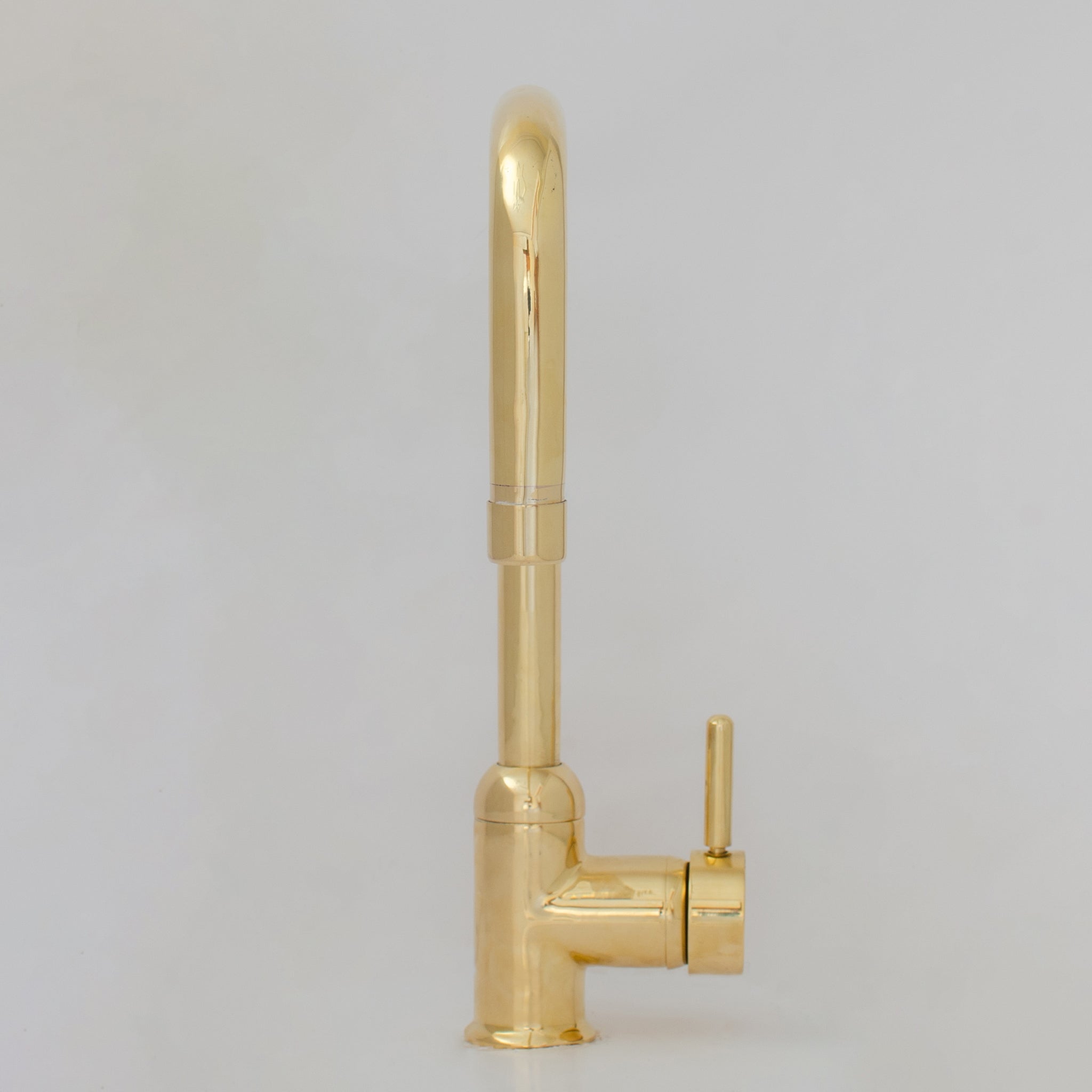 Unlacquered Brass Single Hole Kitchen Mixer Tap, Brass Single Handle Island Faucet - Insideast