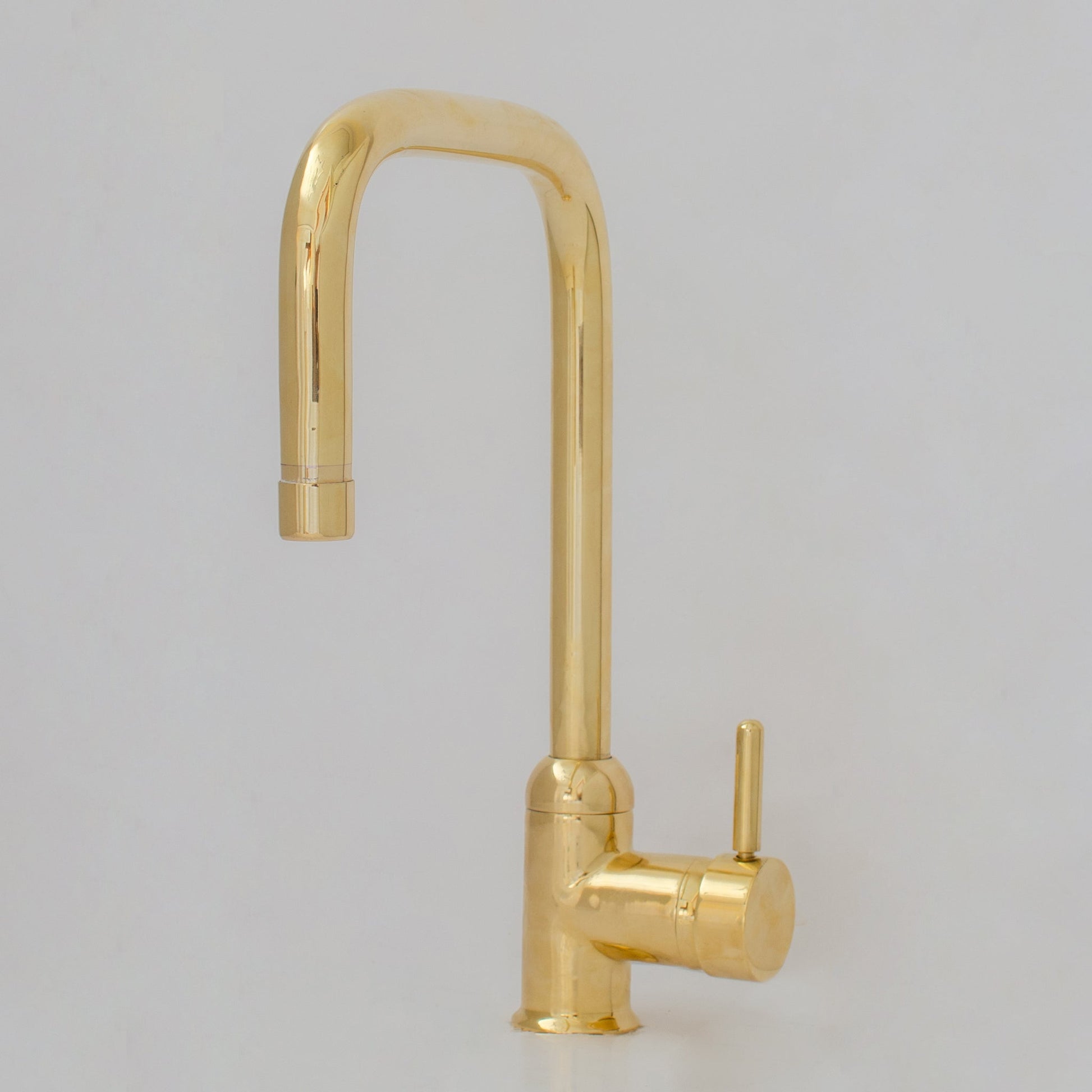 Unlacquered Brass Single Hole Kitchen Mixer Tap, Brass Single Handle Island Faucet - Insideast