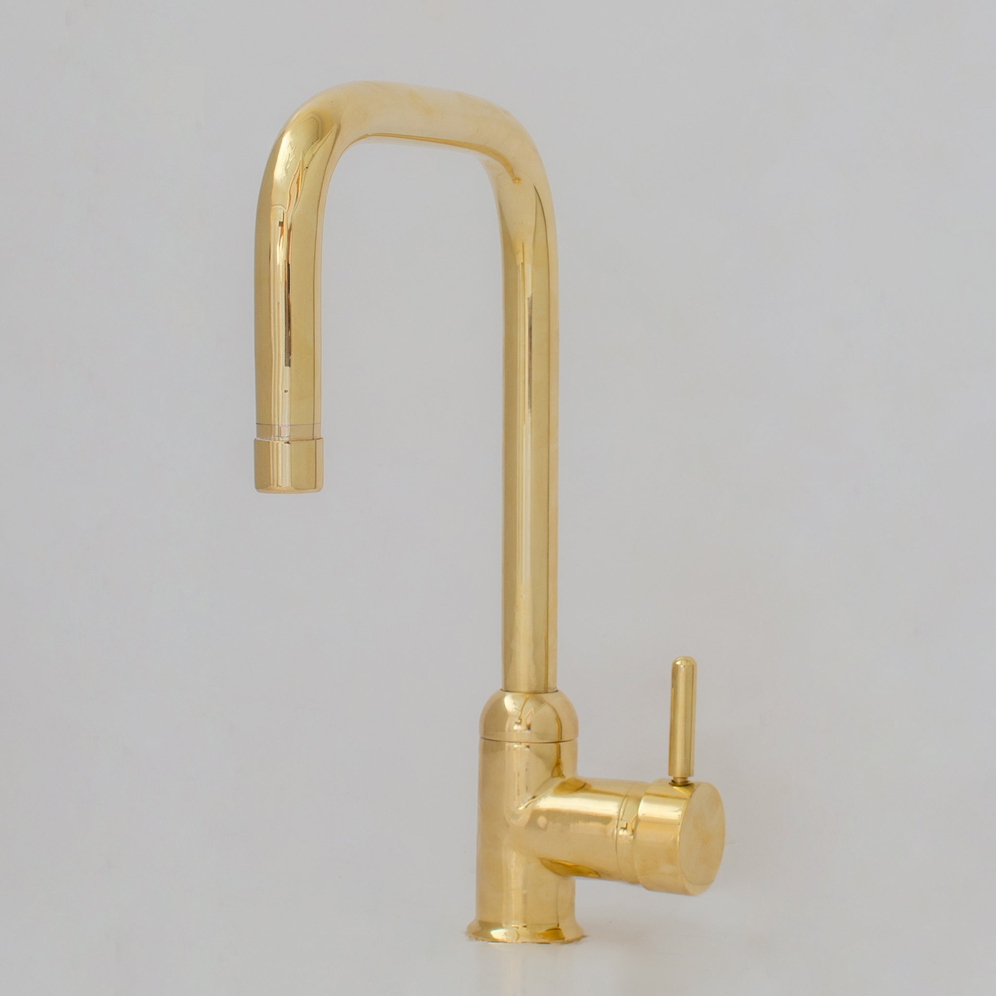 Unlacquered Brass Single Hole Kitchen Mixer Tap, Brass Single Handle Island Faucet - Insideast