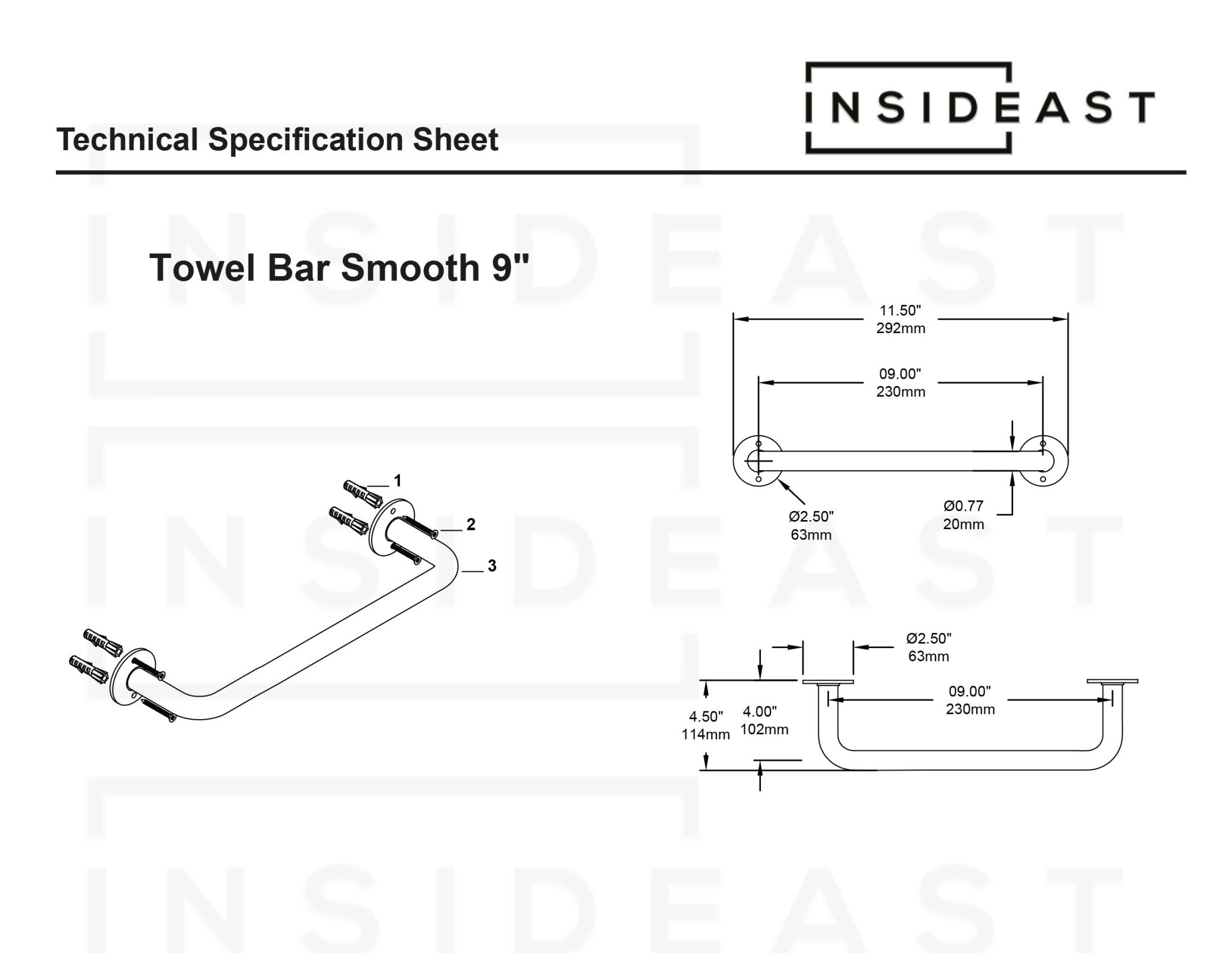 Unlacquered Brass Towel Holder, Bathroom Towel Bar, Wall Mount Towel Holder - Insideast