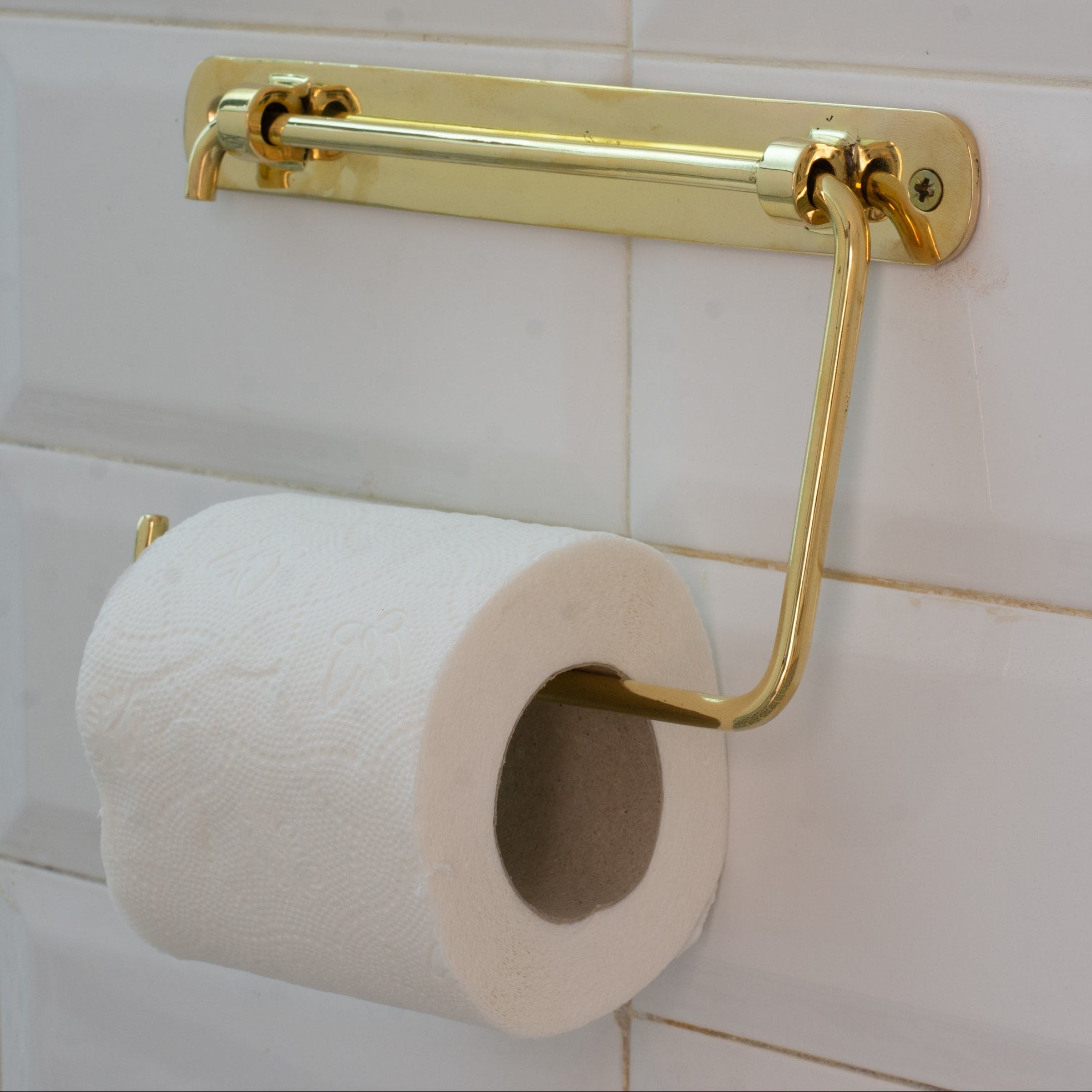 Unlacquered Brass TP Holder | Bathroom Roll Holder With Backplate - Insideast