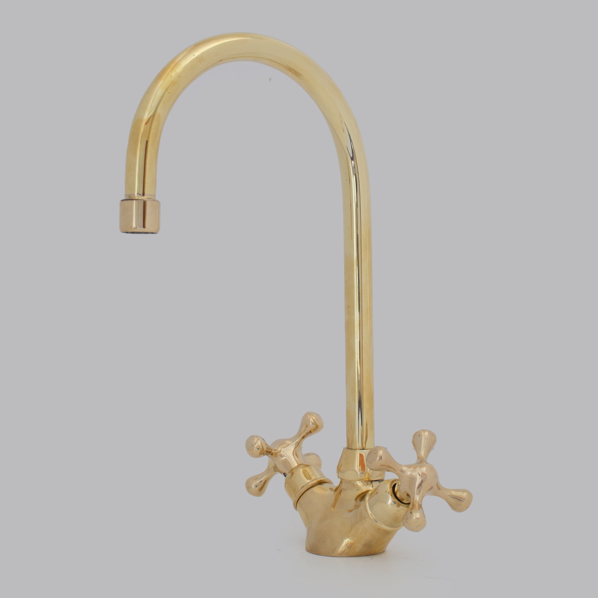 Unlacquered Brass Vanity Sink Faucet, Antique Brass Bathroom Single Hole Faucet - Insideast