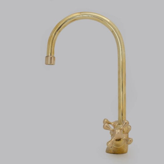 Unlacquered Brass Vanity Sink Faucet, Antique Brass Bathroom Single Hole Faucet