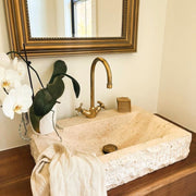 Unlacquered Brass Vanity Sink Faucet, Antique Brass Bathroom Single Hole Faucet - Insideast