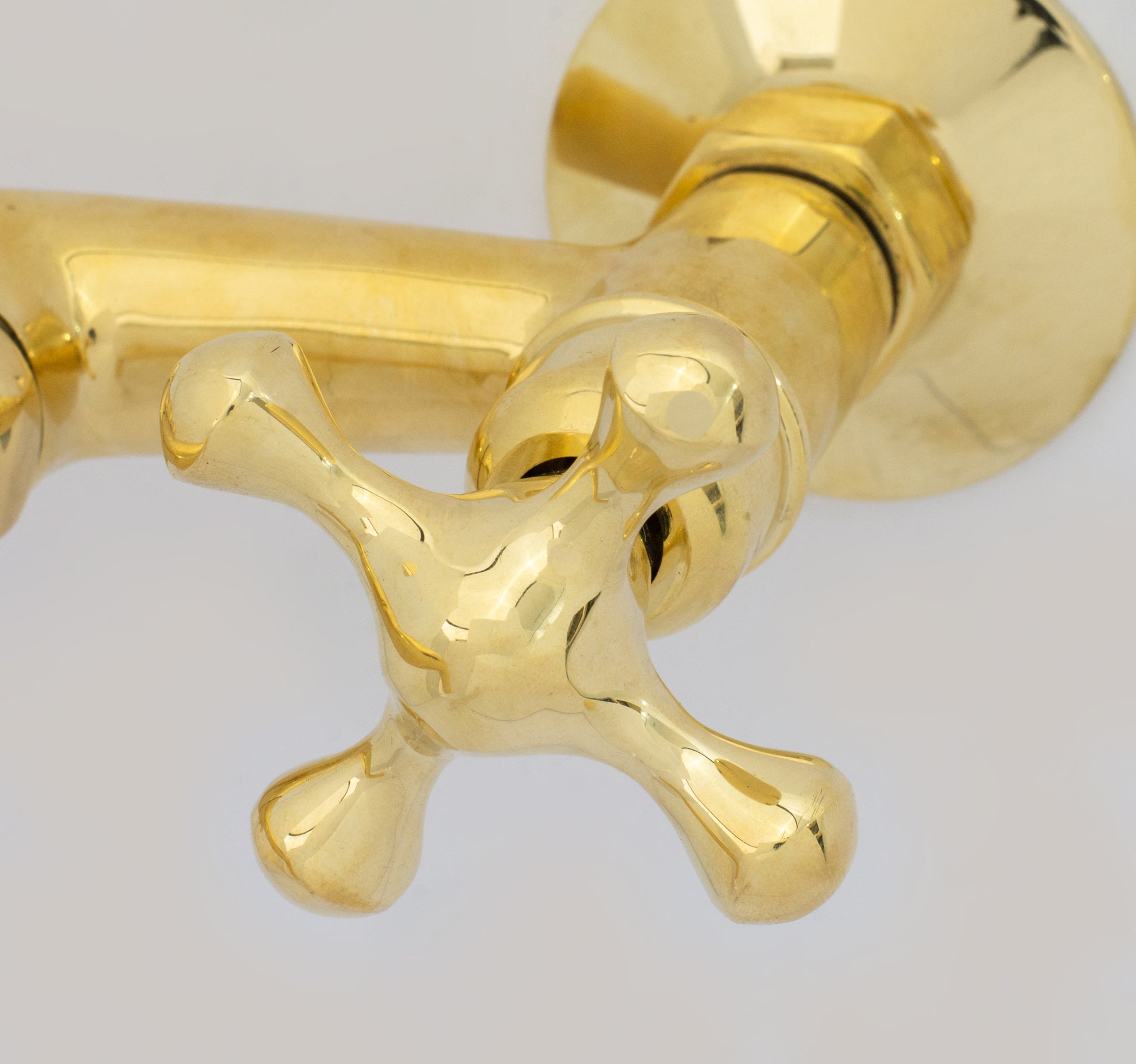 Unlacquered Brass Wall Faucet | Wall - Mounted Bridge Faucet - Insideast