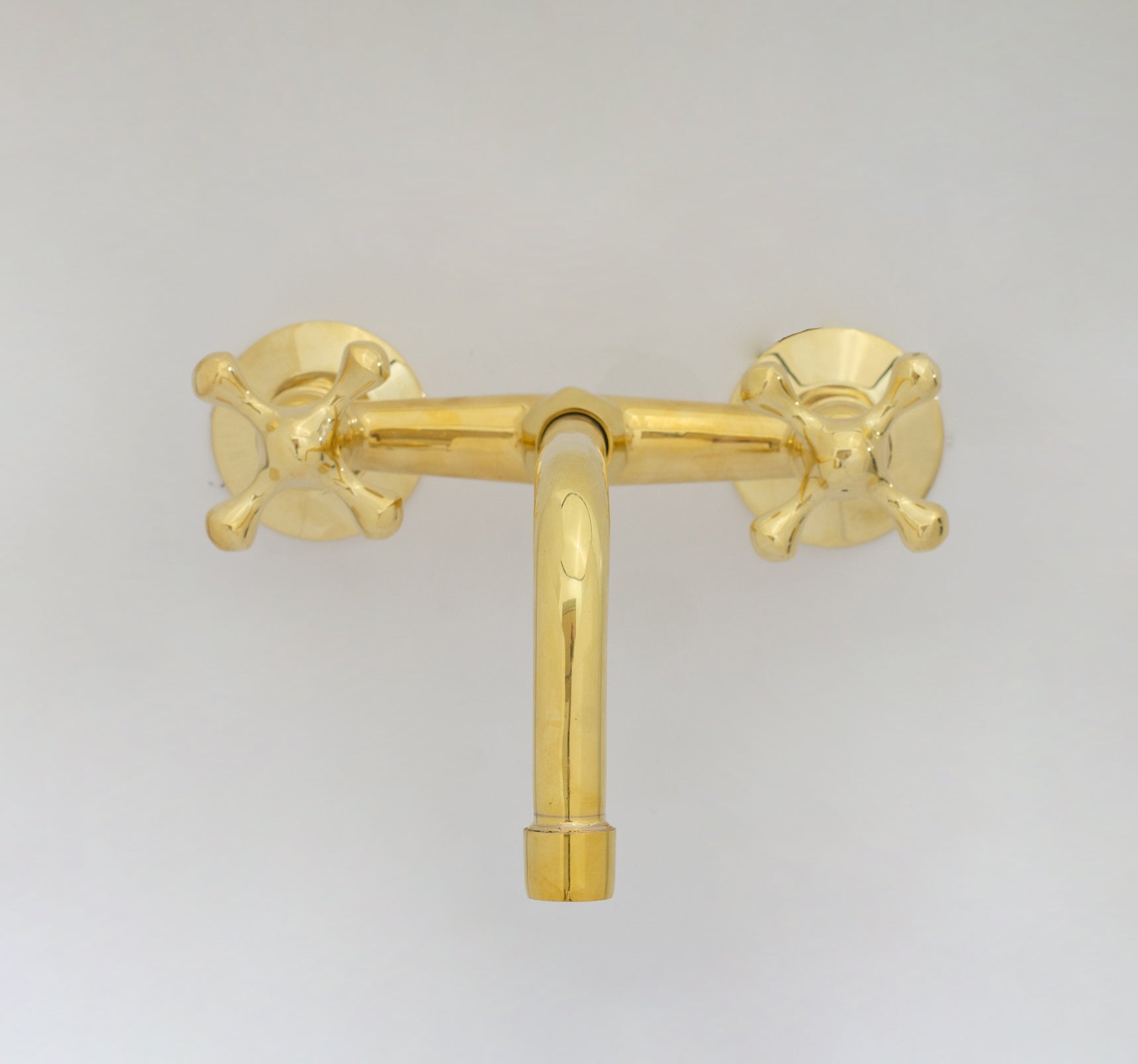 Unlacquered Brass Wall Faucet | Wall - Mounted Bridge Faucet - Insideast