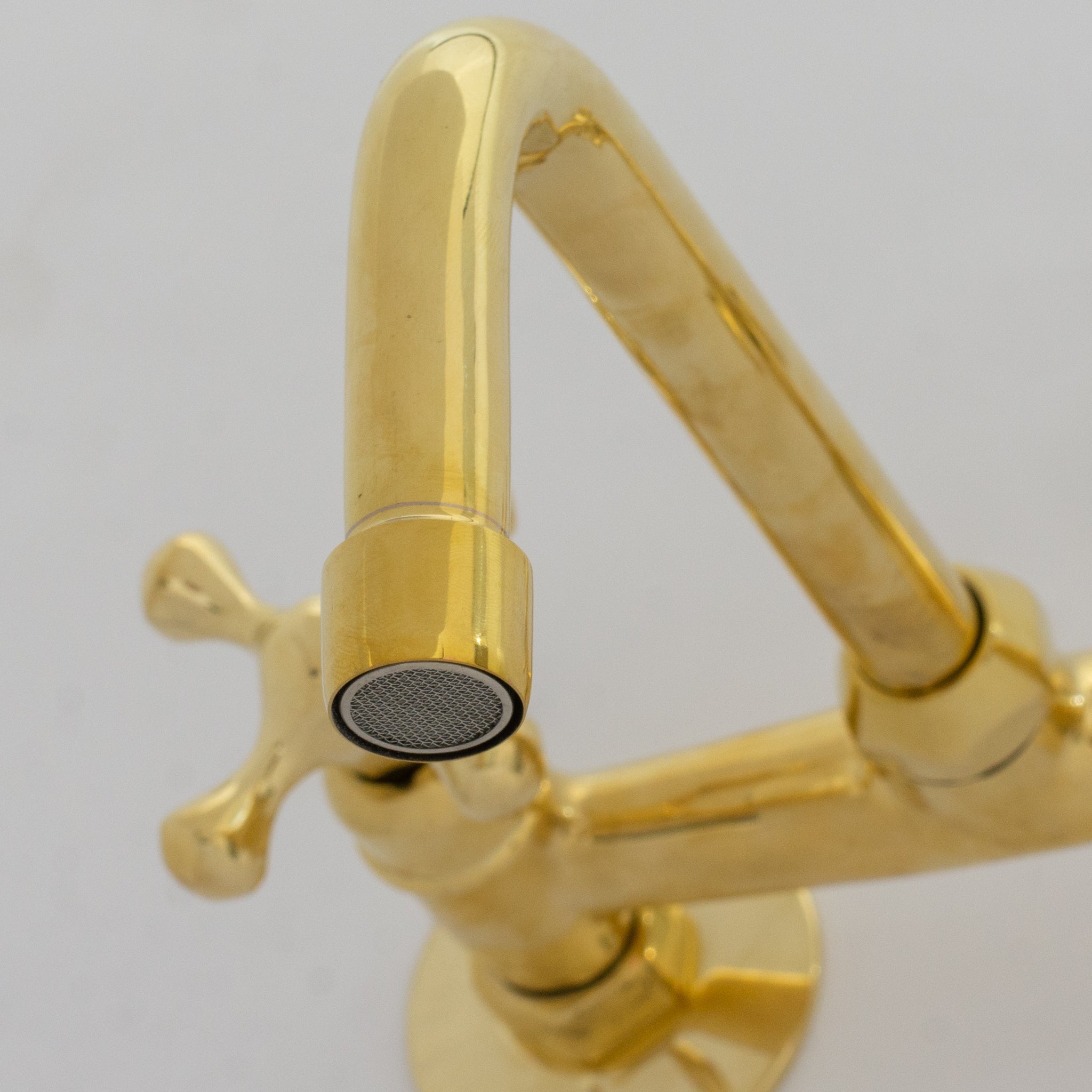 Unlacquered Brass Wall Faucet | Wall - Mounted Bridge Faucet - Insideast