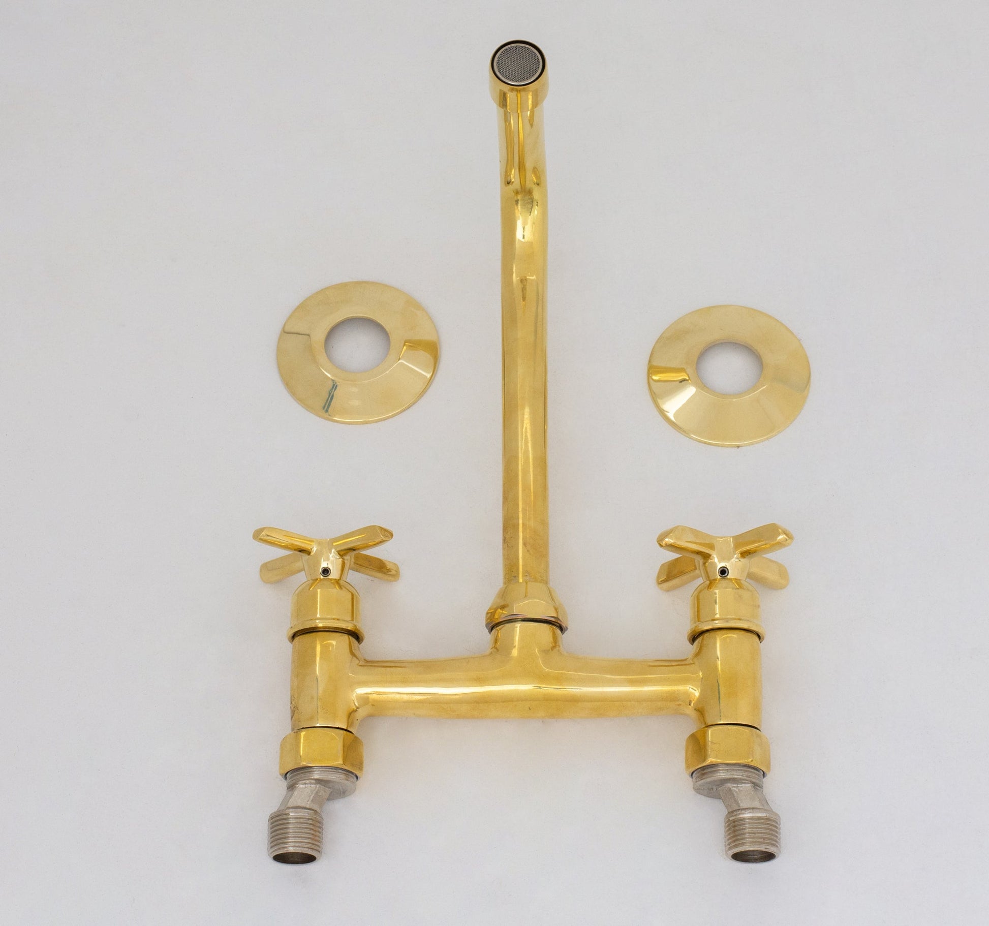 Unlacquered Brass Wall Faucet | Wall - Mounted Bridge Faucet - Insideast