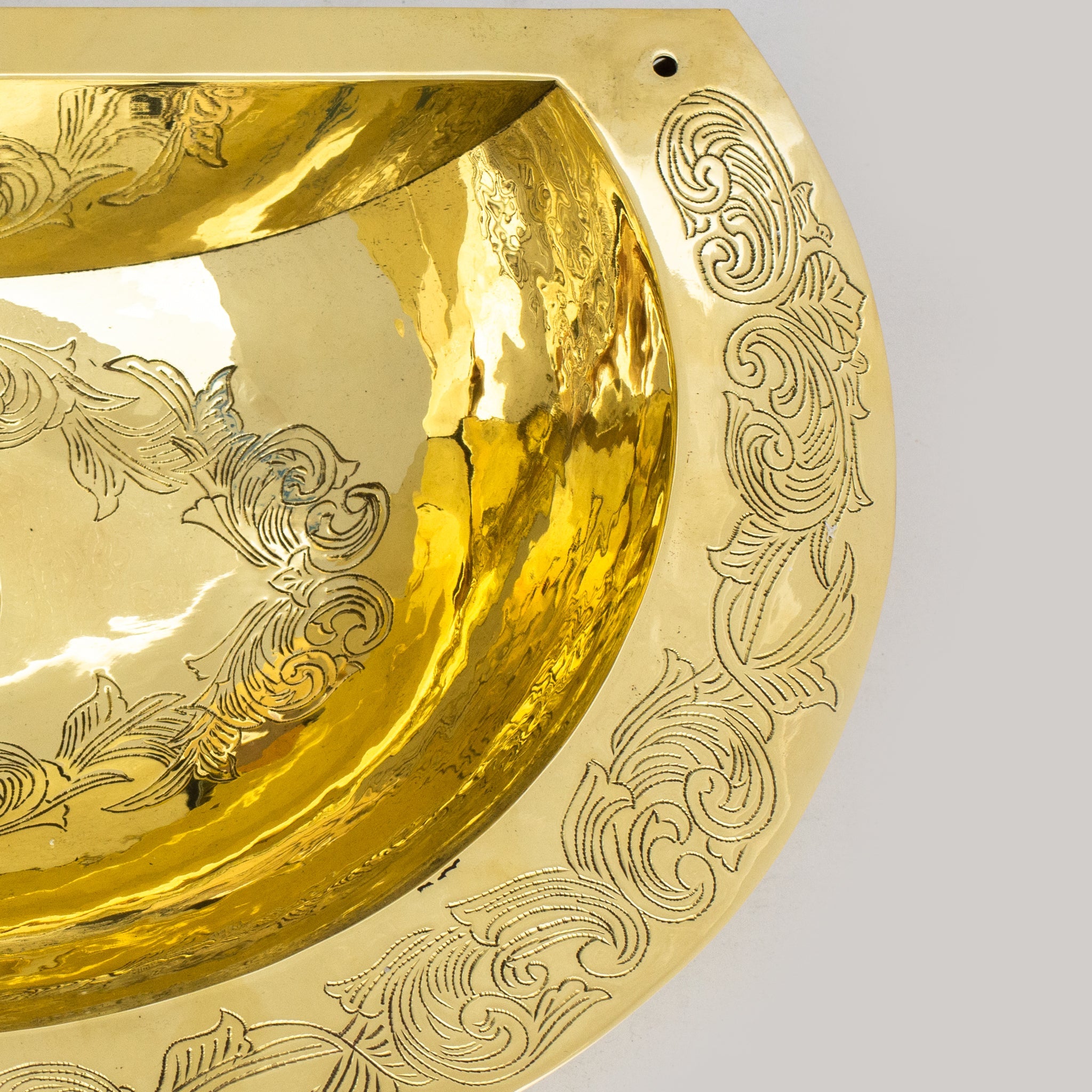 Unlacquered Brass Wall Hung Basin, Engraved Wall - Mounted Bathroom Sink - Insideast