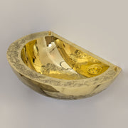 Unlacquered Brass Wall Hung Basin, Engraved Wall - Mounted Bathroom Sink - Insideast