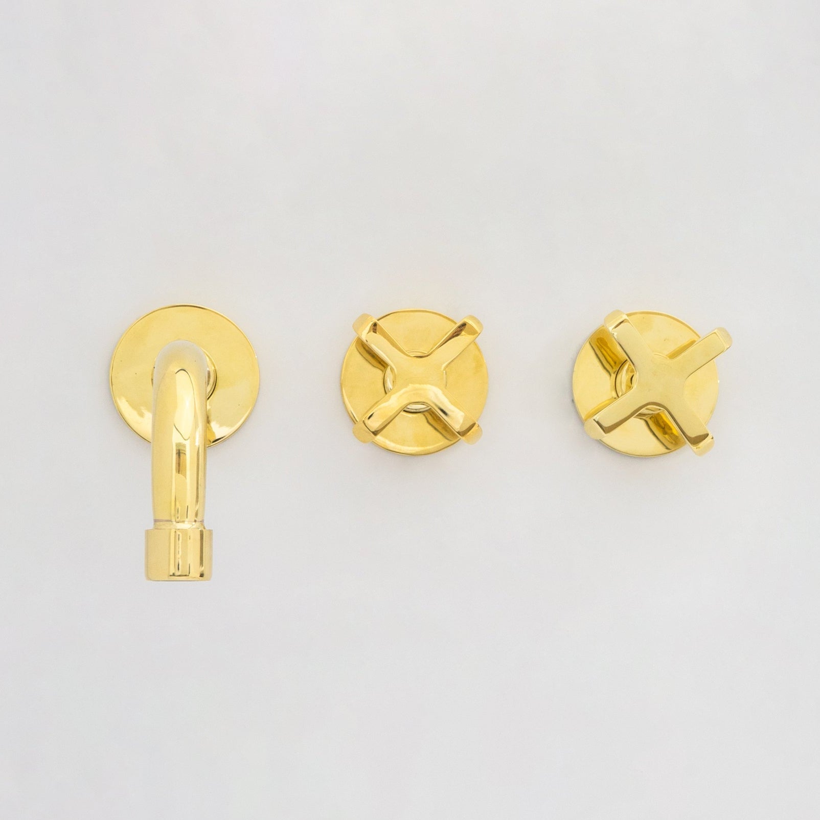 Unlacquered Brass Wall Mount Bathroom Faucet, Solid Brass Concealed Wall Faucet - Insideast