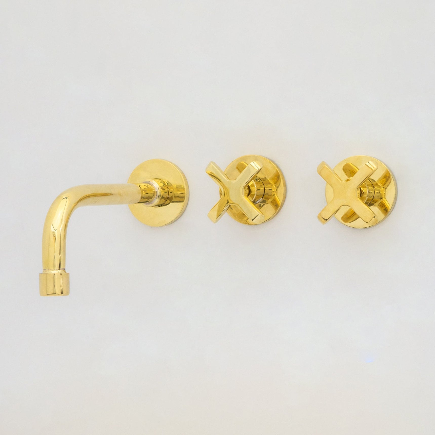 Unlacquered Brass Wall Mount Bathroom Faucet, Solid Brass Concealed Wall Faucet - Insideast