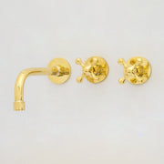 Unlacquered Brass Wall Mount Bathroom Faucet, Solid Brass Concealed Wall Faucet - Insideast