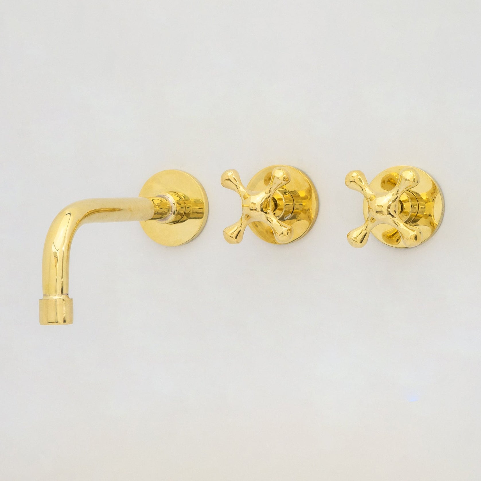 Unlacquered Brass Wall Mount Bathroom Faucet, Solid Brass Concealed Wall Faucet - Insideast