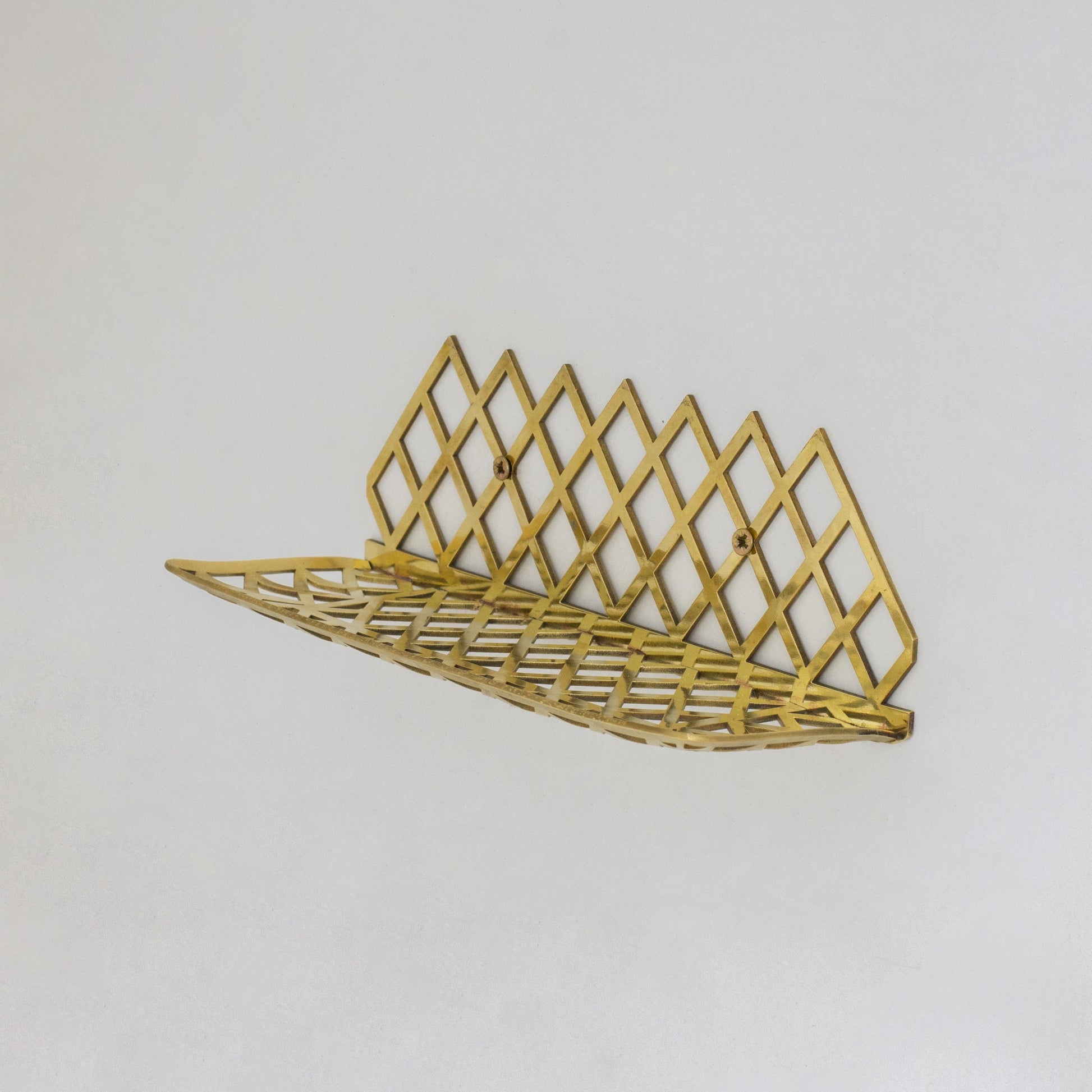 Unlacquered Brass Wall Shelf for Shower, Brass Floating Grid Shelf, Shower Draining Shelf - Insideast