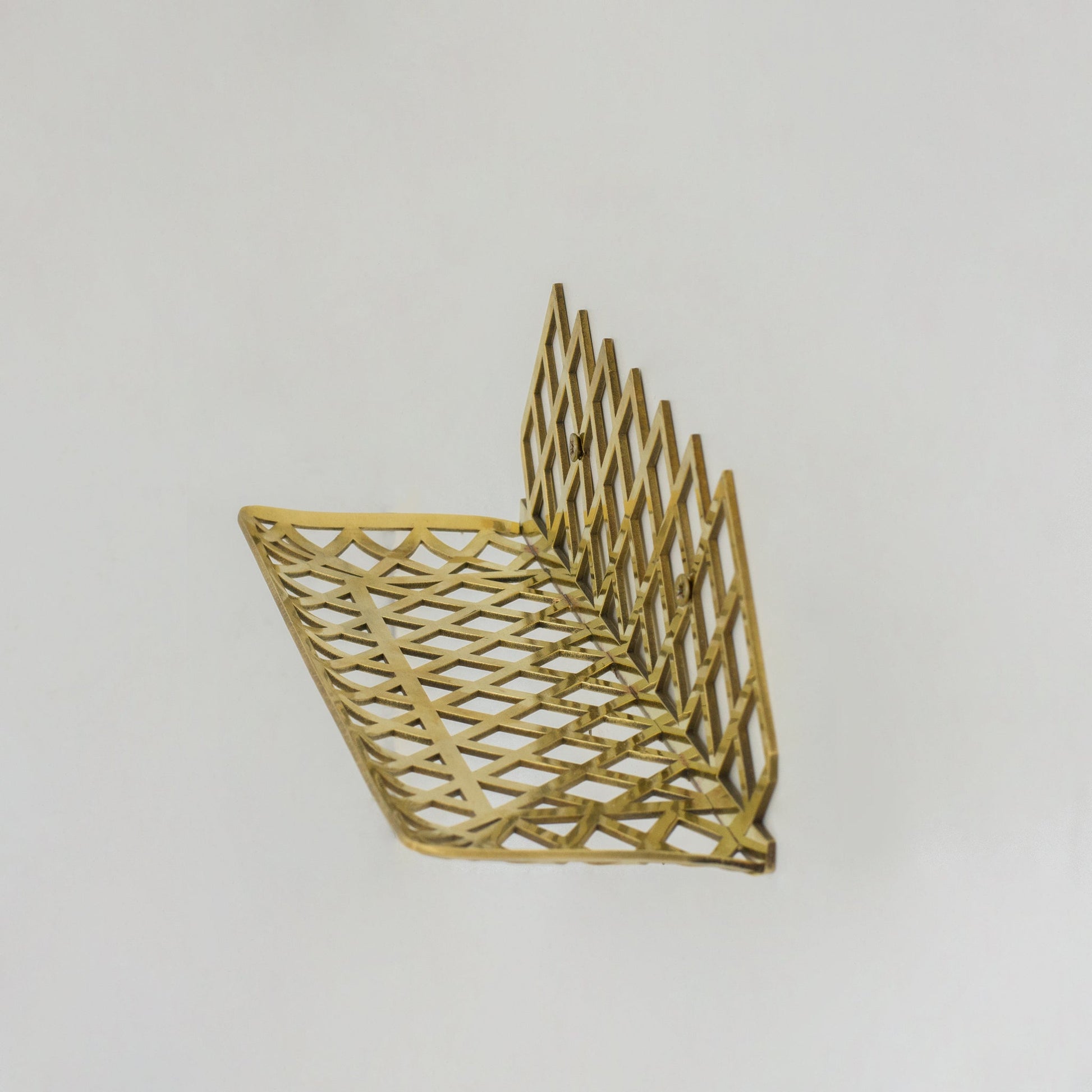 Unlacquered Brass Wall Shelf for Shower, Brass Floating Grid Shelf, Shower Draining Shelf - Insideast