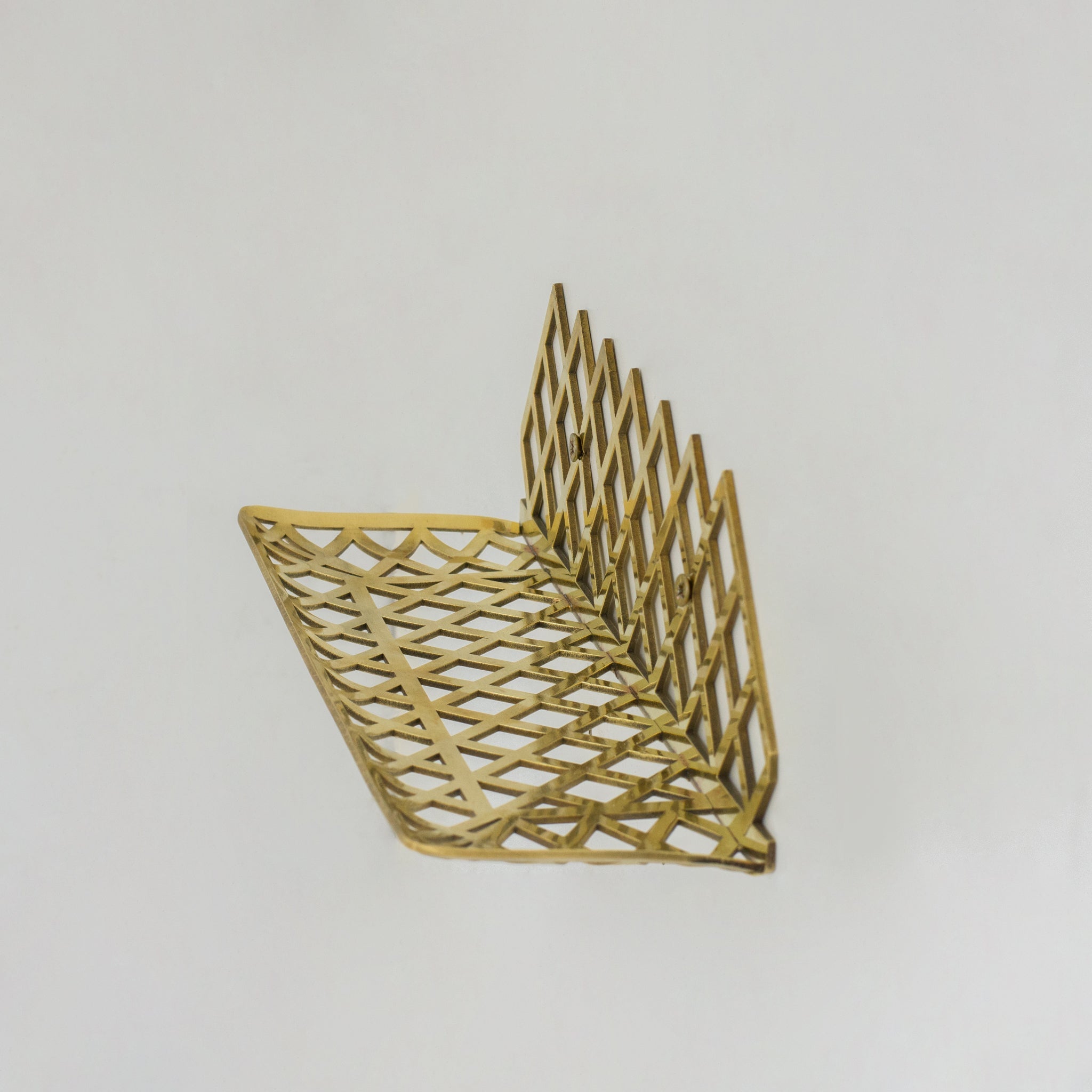 Unlacquered Brass Wall Shelf for Shower, Brass Floating Grid Shelf, Shower Draining Shelf - Insideast