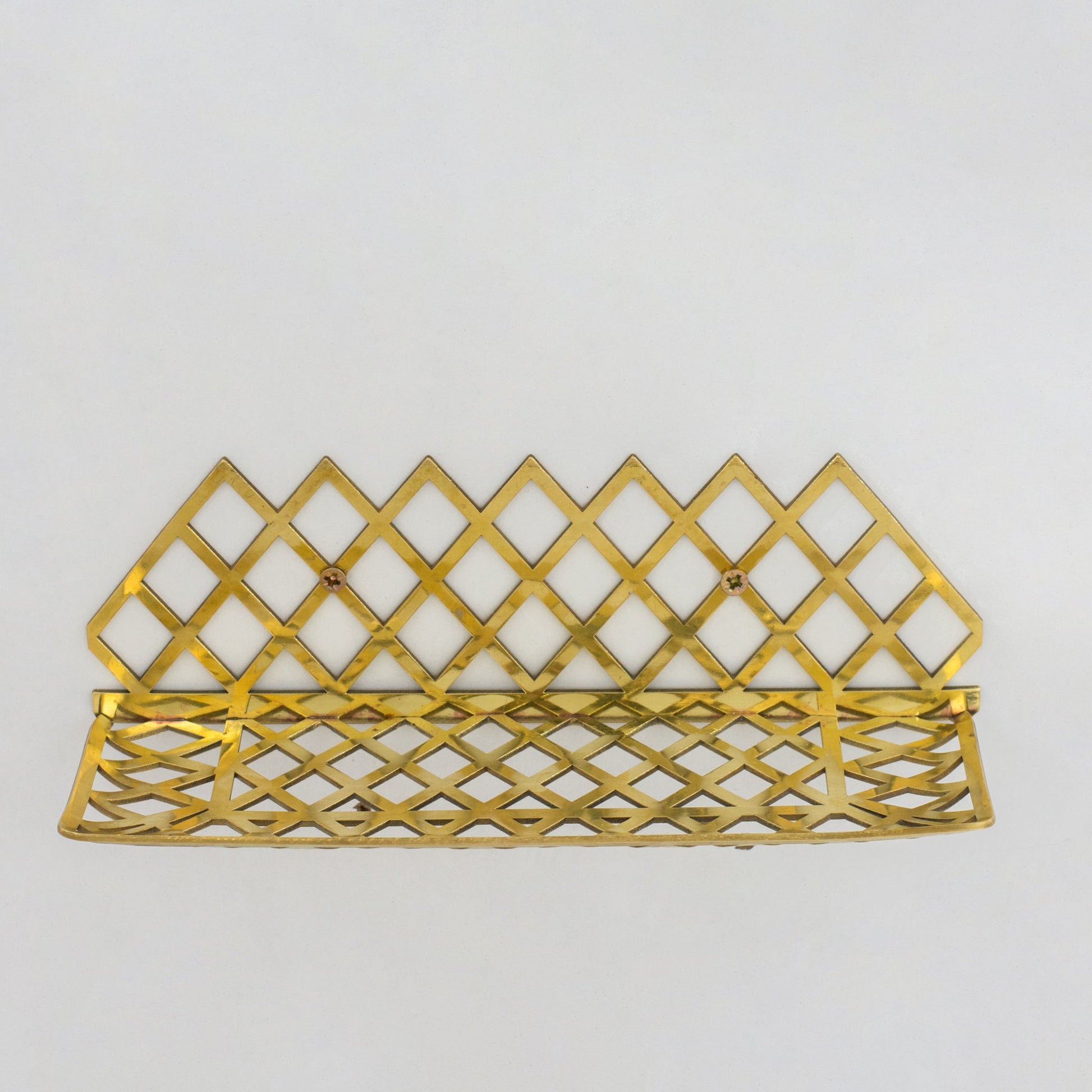 Unlacquered Brass Wall Shelf for Shower, Brass Floating Grid Shelf, Shower Draining Shelf - Insideast