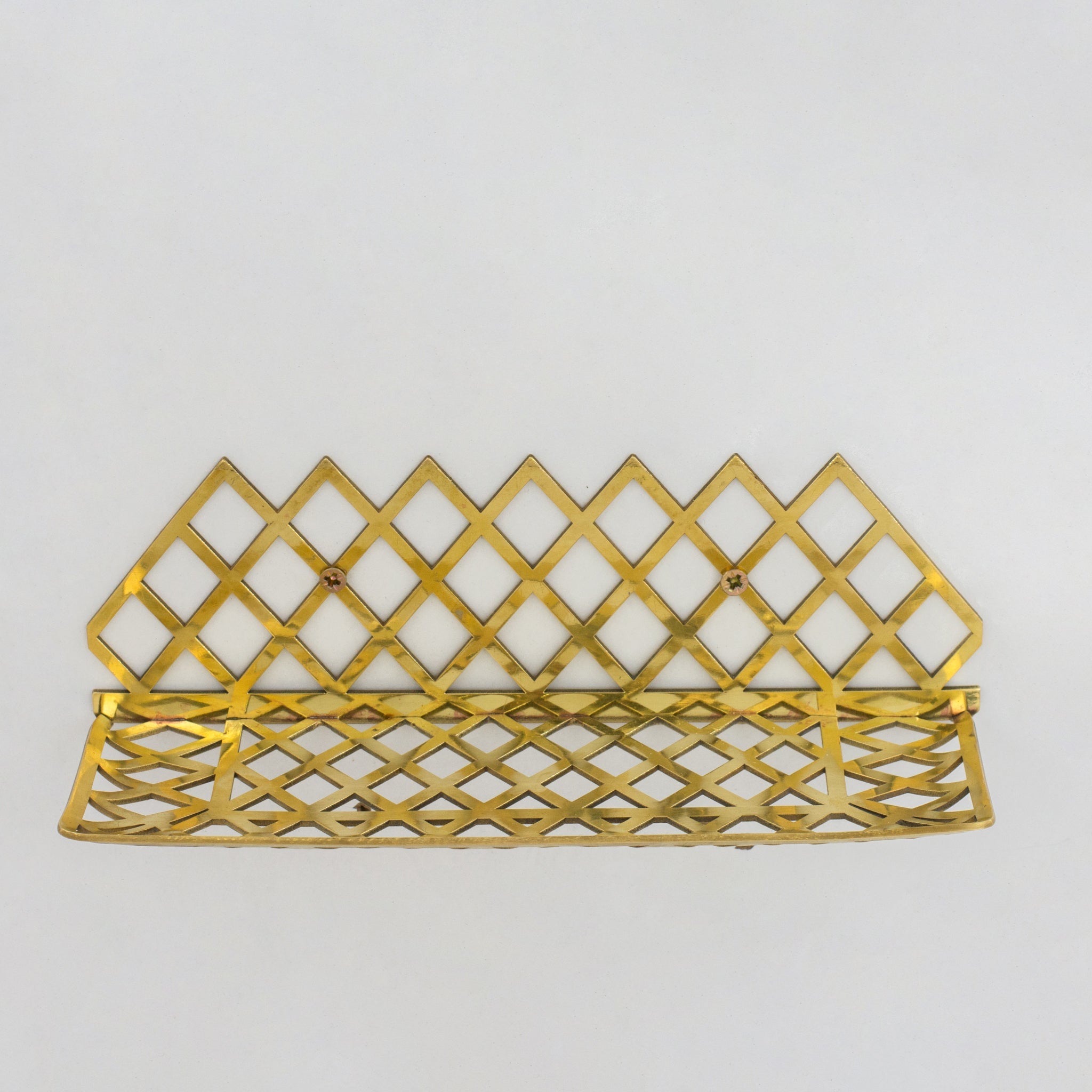 Unlacquered Brass Wall Shelf for Shower, Brass Floating Grid Shelf, Shower Draining Shelf - Insideast