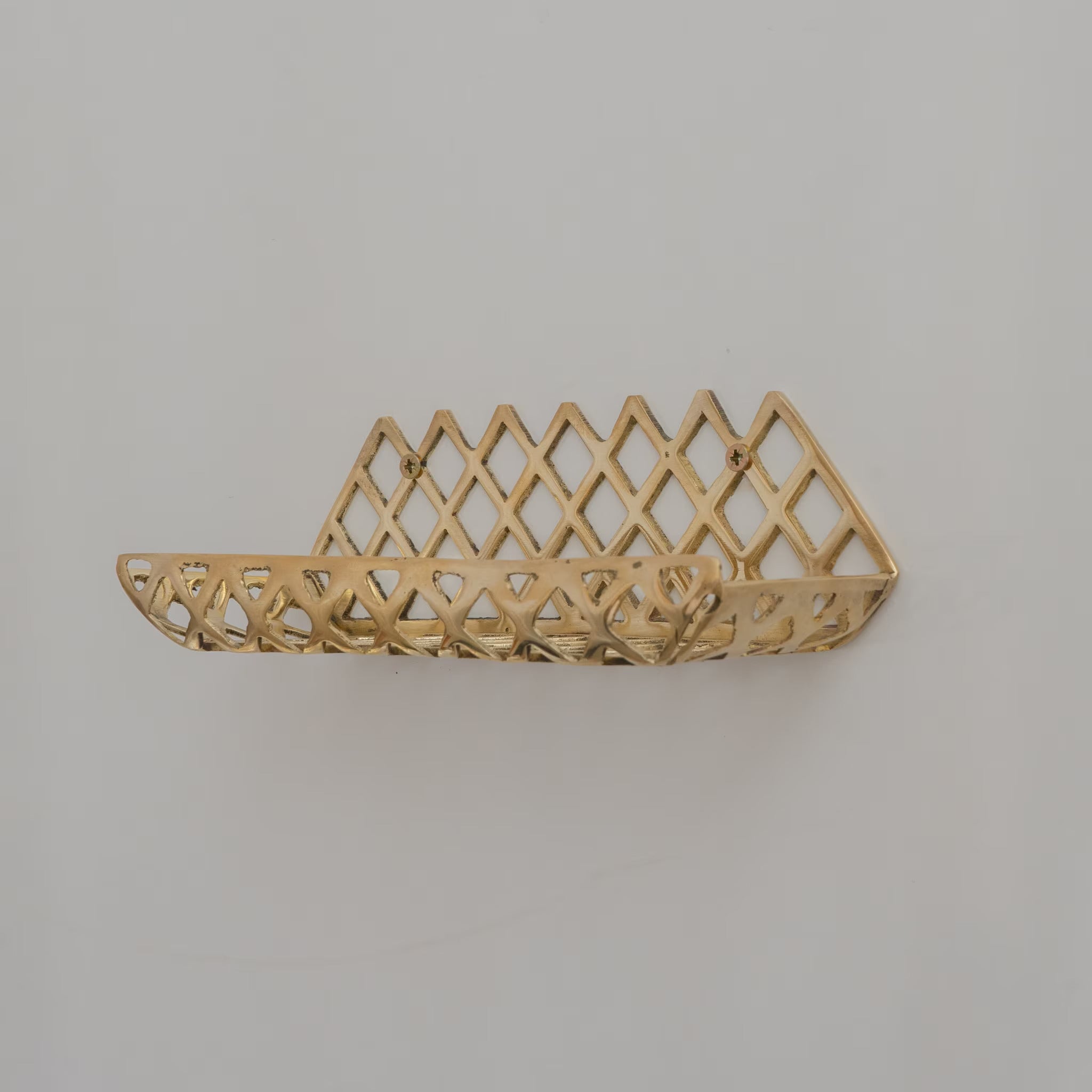 Unlacquered Brass Wall Shelf for Shower, Hand crafted Shelf, Grid Shelf, Bathroom Shelf