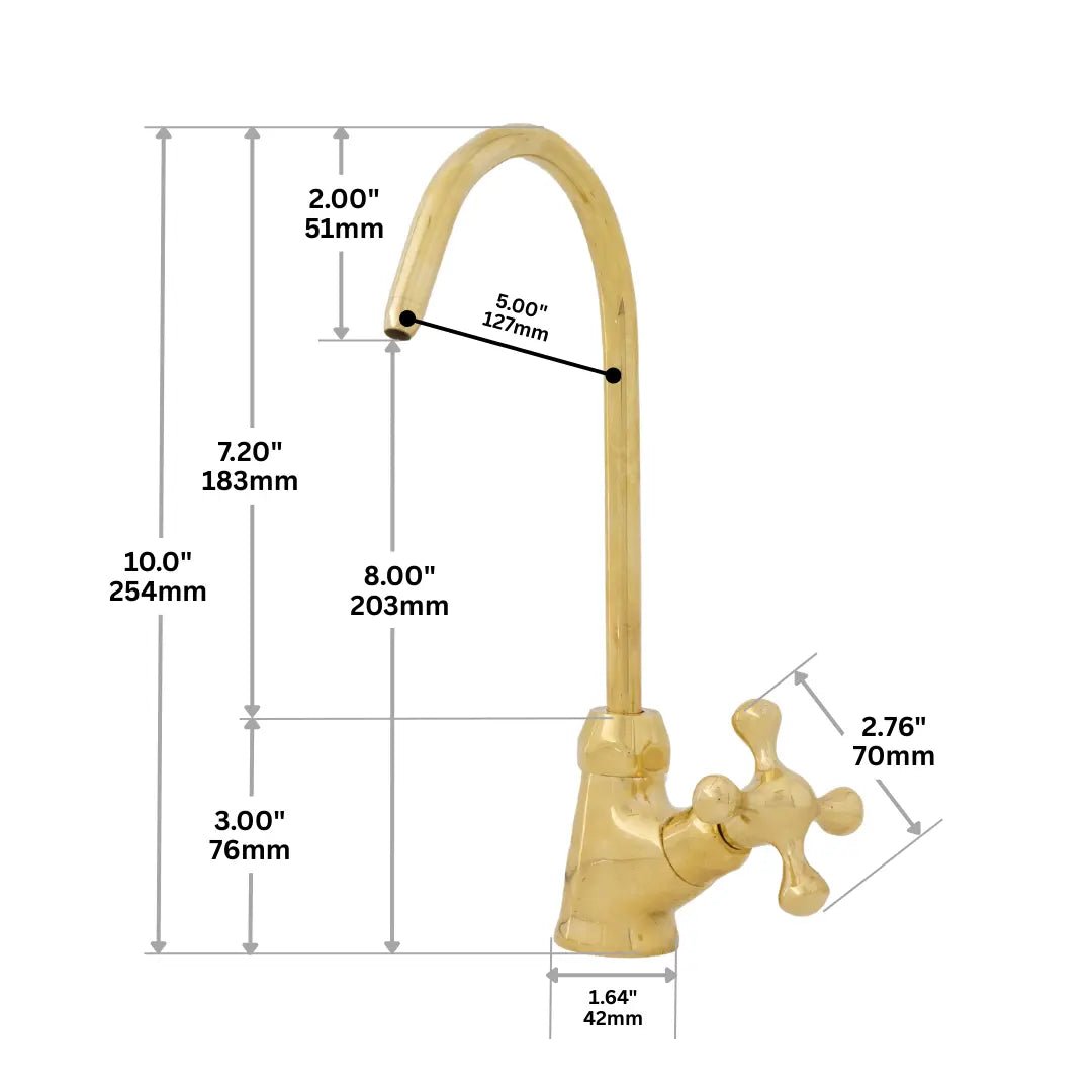 Unlacquered Brass Water Dispenser Kitchen Faucet | Single Hole Cold Water Tap - Insideast