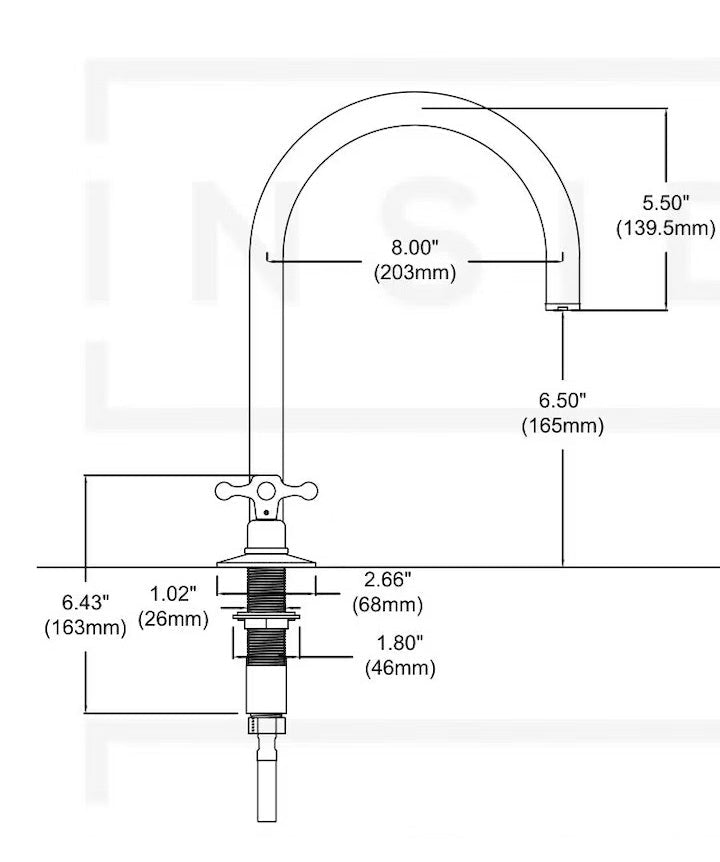 Unlacquered Brass Widespread Kitchen Faucet, Solid Brass 3 - Holes Deck Mount Faucet, Simple Cross Handles - Insideast