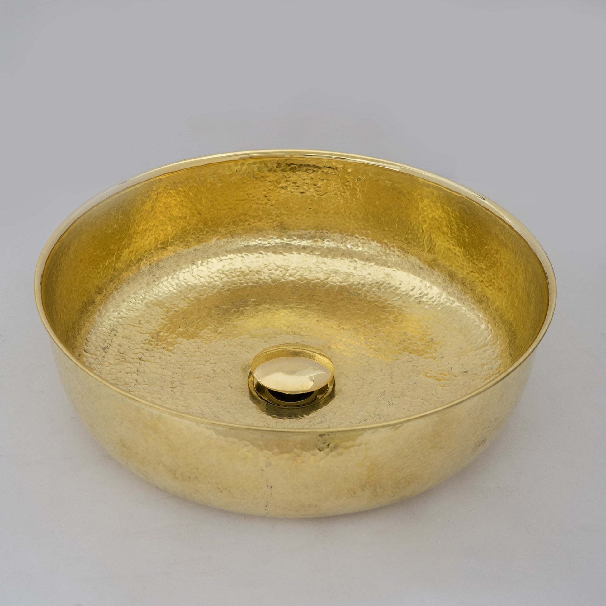 Unlacquered Hammered Brass Countertop Washbasin, Solid Brass Bathroom Vessel Sink - Insideast