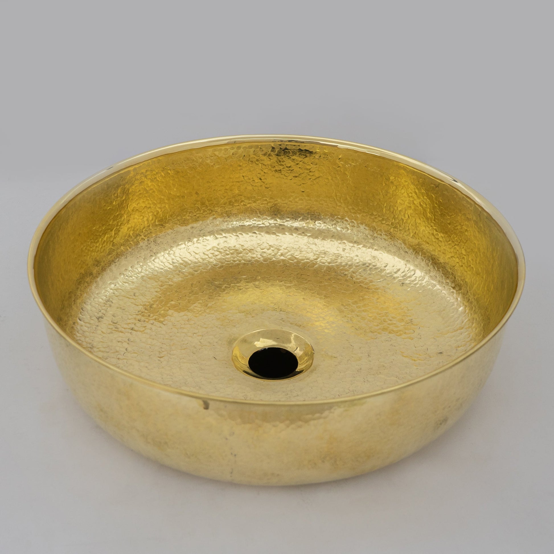Unlacquered Hammered Brass Countertop Washbasin, Solid Brass Bathroom Vessel Sink - Insideast