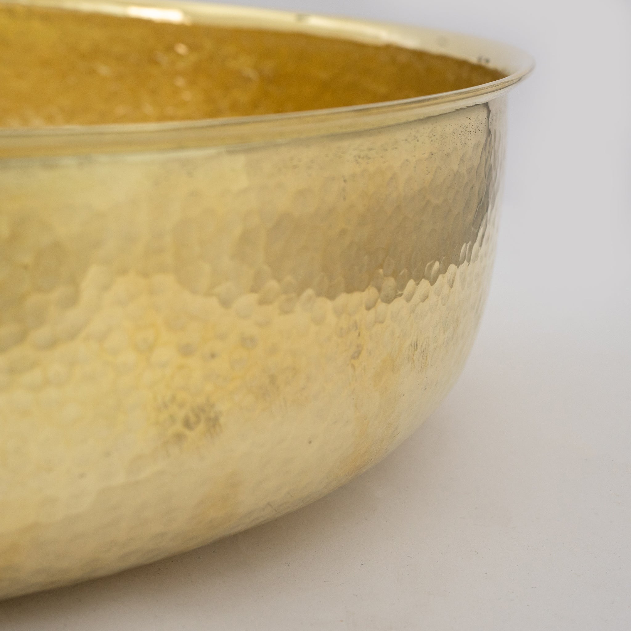 Unlacquered Hammered Brass Countertop Washbasin, Solid Brass Bathroom Vessel Sink - Insideast
