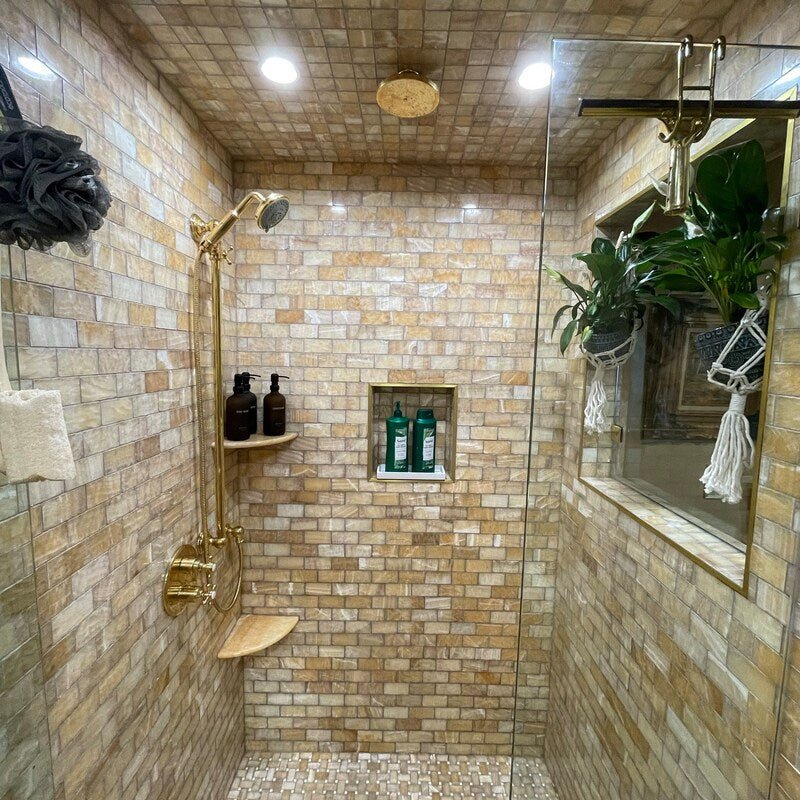 Unlacquered Solid Brass Rain Shower Head, Round Handcrafted Vintage Showerhead - Insideast