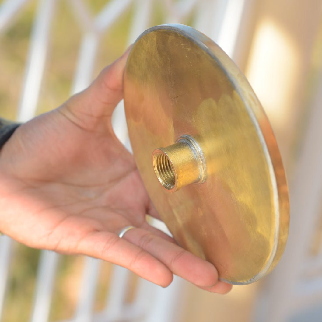 Unlacquered Solid Brass Rain Shower Head, Round Handcrafted Vintage Showerhead - Insideast