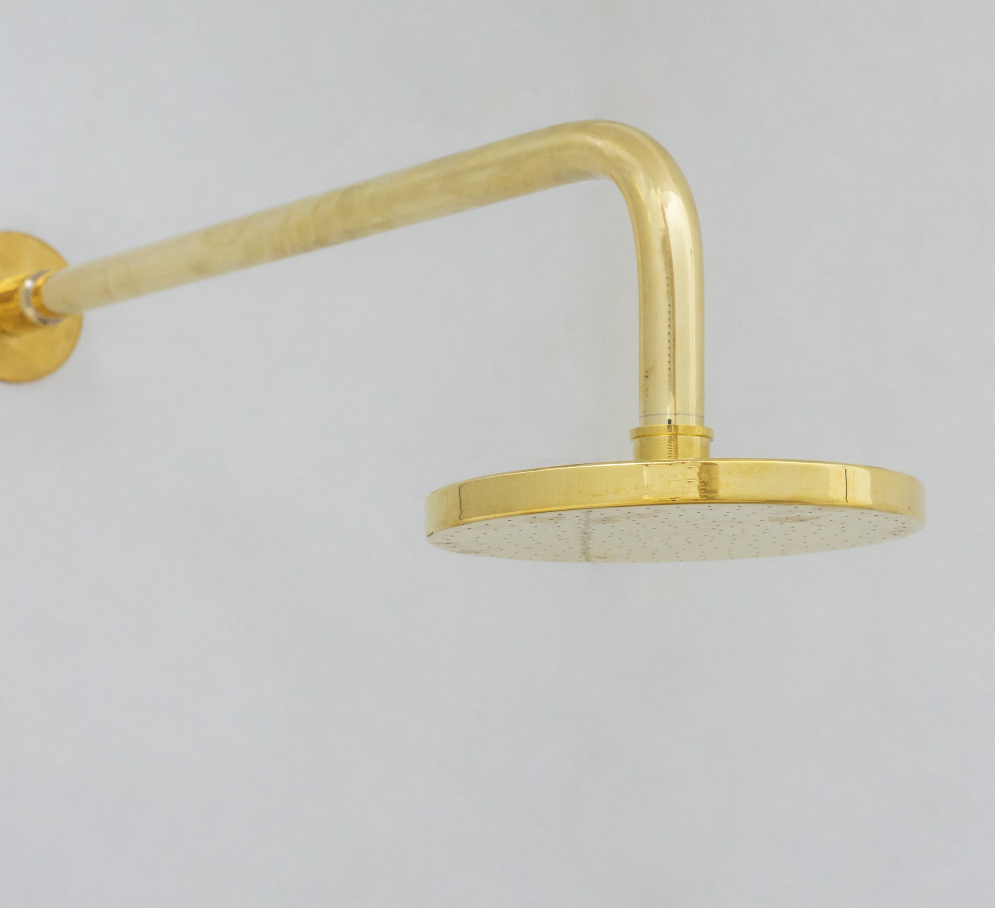 Unlacquered Solid Brass Rain Shower Head, Round Handcrafted Vintage Showerhead - Insideast