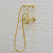 Unlacquered Solid Brass Telephone Tub Filler with Handheld - Insideast