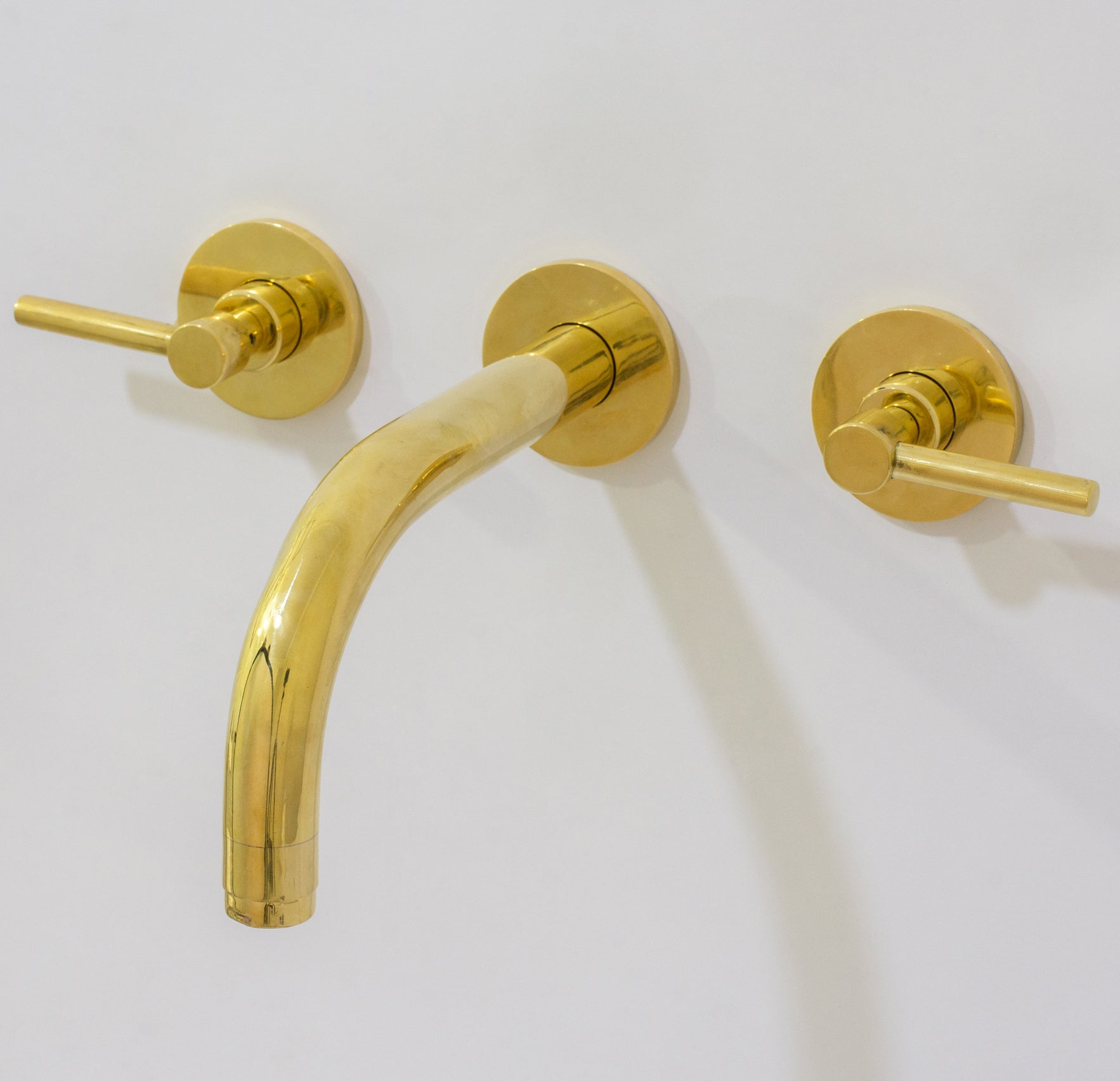 Unlacquered Solid Brass Wall Mounted Bathroom Vessel Sink Faucet, Antique Basin Vanity Faucet - Insideast