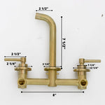 Load image into Gallery viewer, Unlacquered Solid Brass Wall Mounted Bathroom Vessel Sink Faucet, Antique Basin Vanity Faucet
