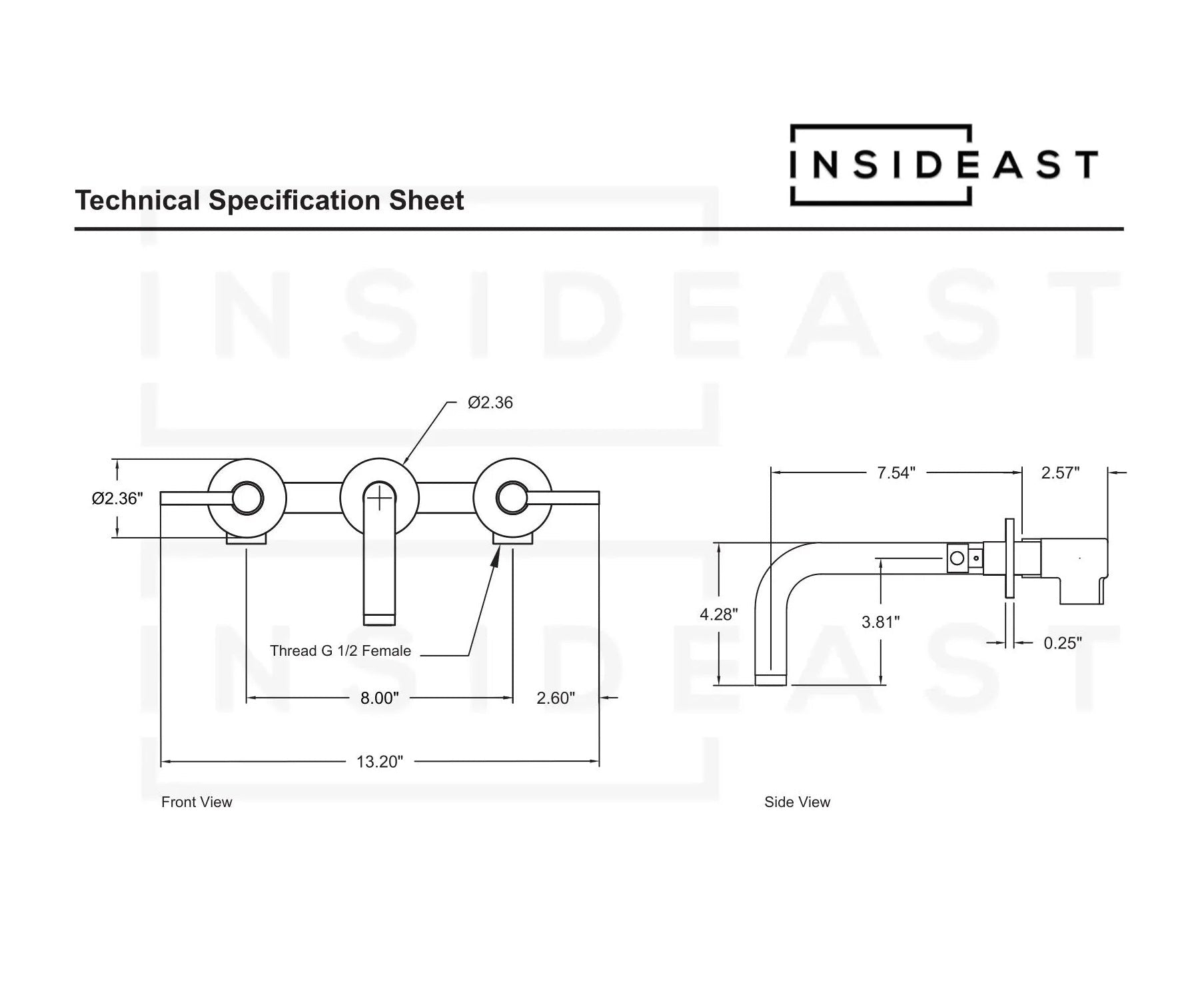 Unlacquered Solid Brass Wall Mounted Bathroom Vessel Sink Faucet, Antique Basin Vanity Faucet - Insideast