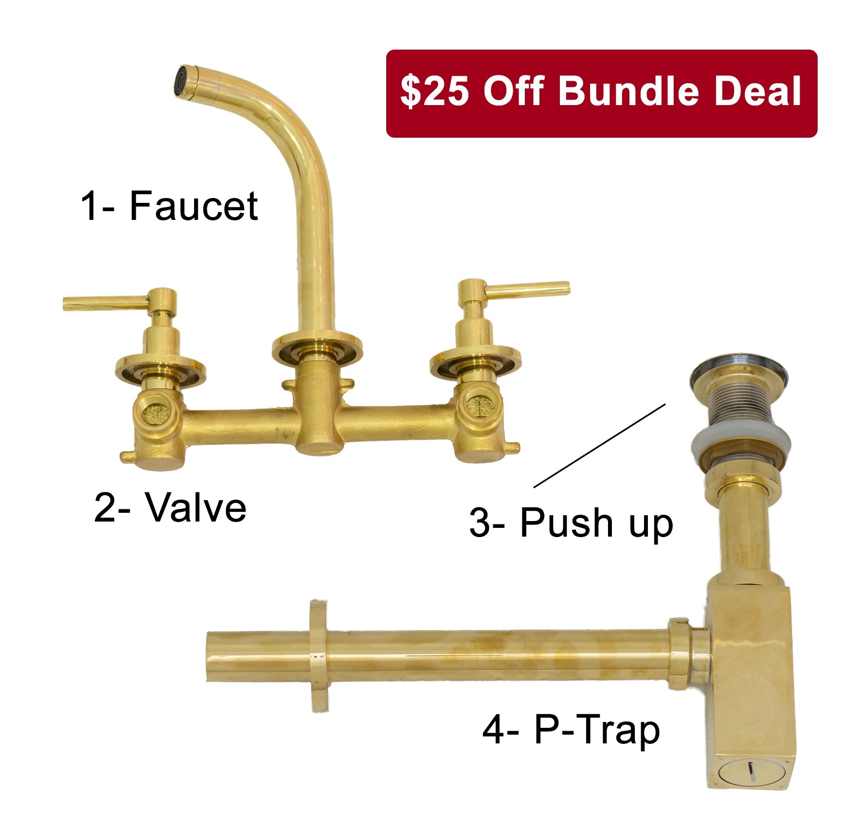 Unlacquered Solid Brass Wall Mounted Bathroom Vessel Sink Faucet, Antique Basin Vanity Faucet - Insideast